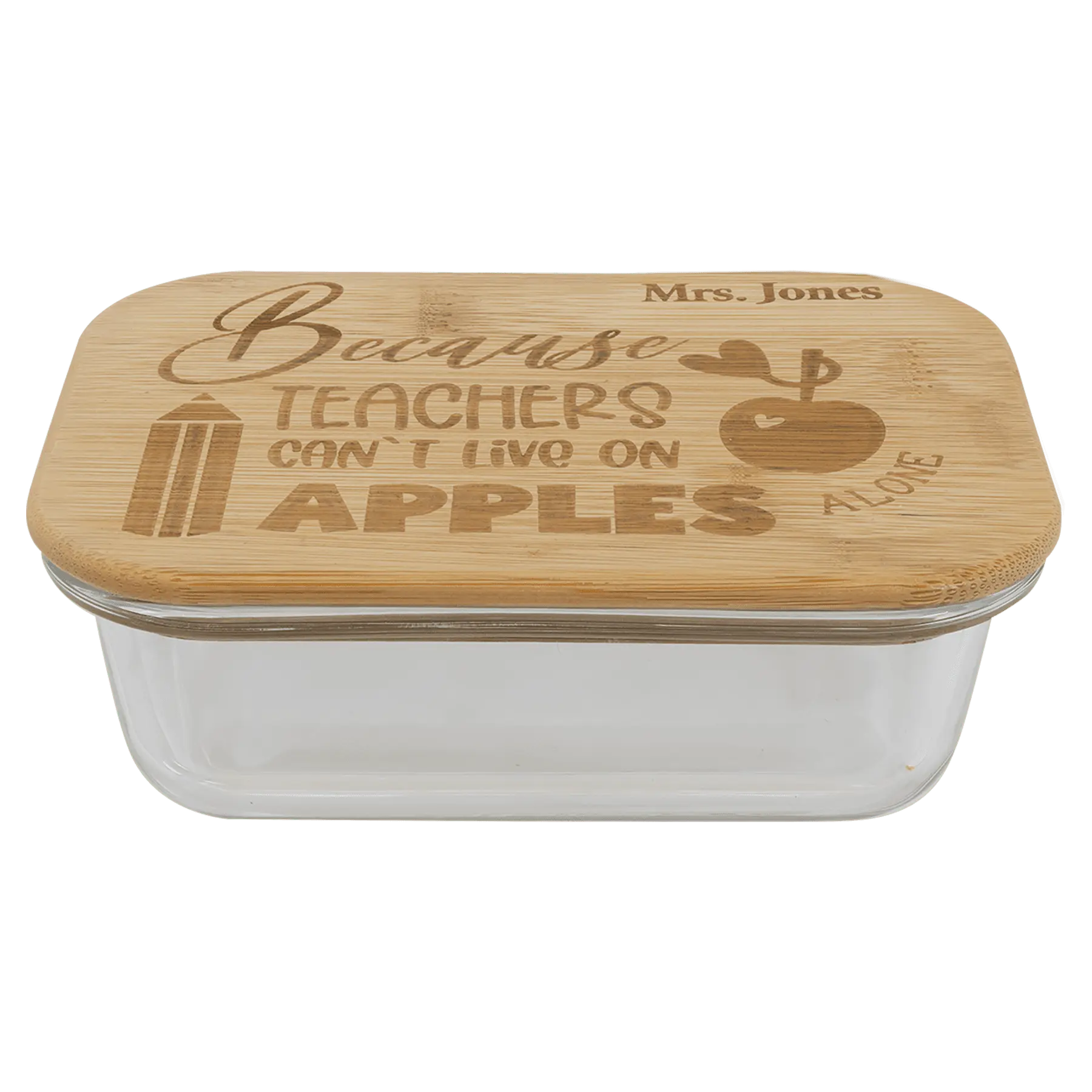 Personalized Rectangle Glass Baking Dish & Food Storage Container with Bamboo Lid – 4 Sizes JDS