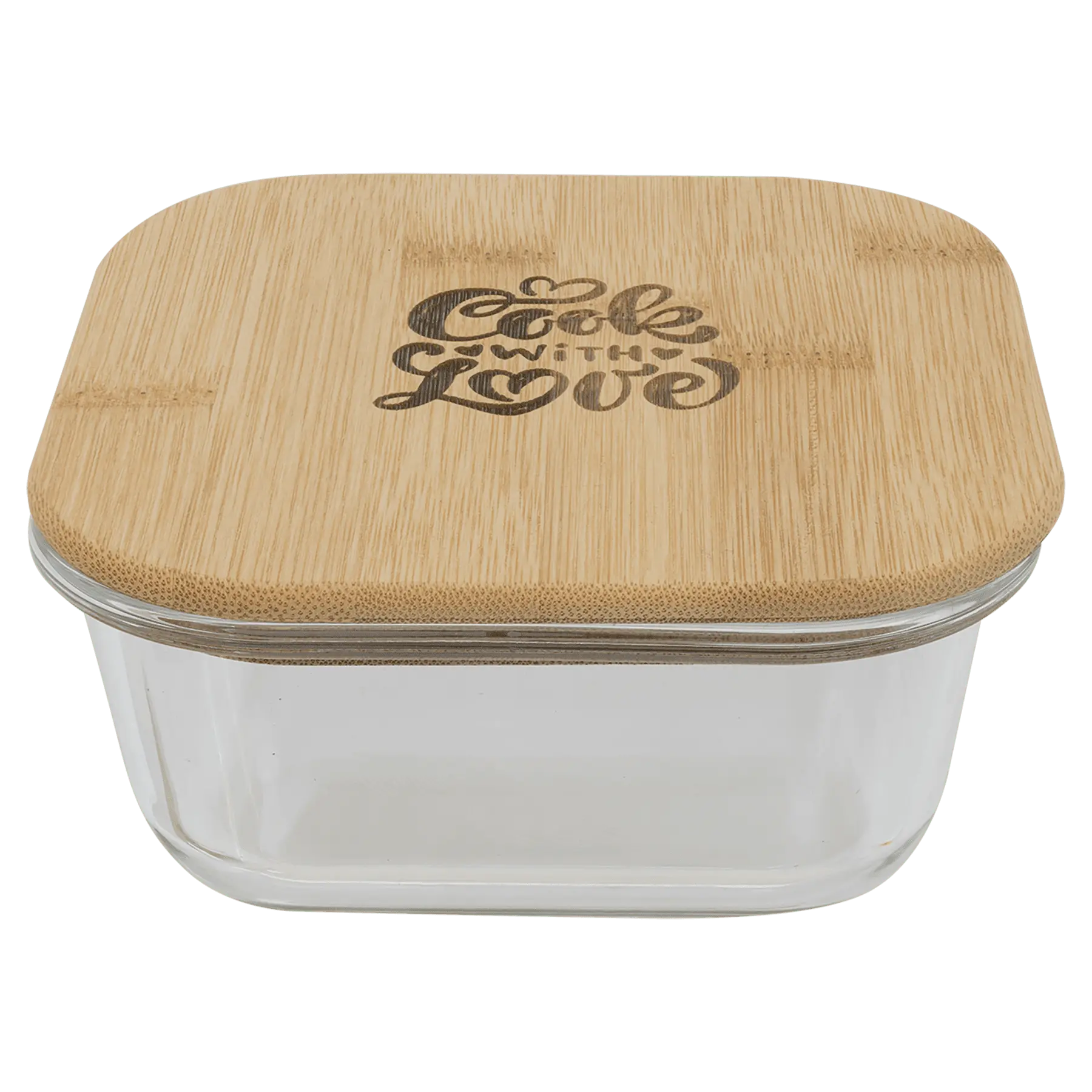 Personalized Square Glass Baking Dish & Food Storage Container with Bamboo Lid – 3 Sizes JDS