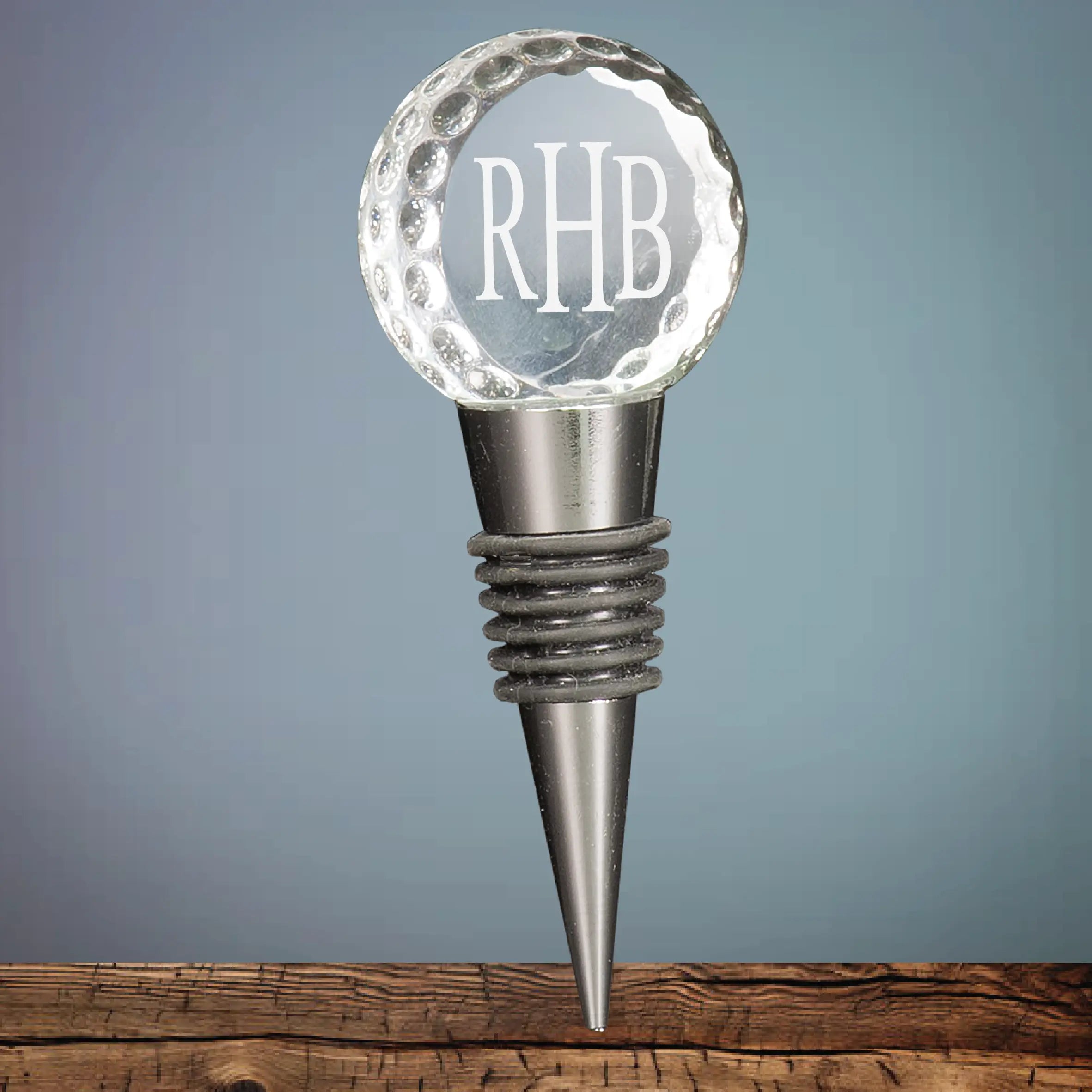 Personalized Crystal Golf Ball Wine Stopper with Lined Gift Box JDS