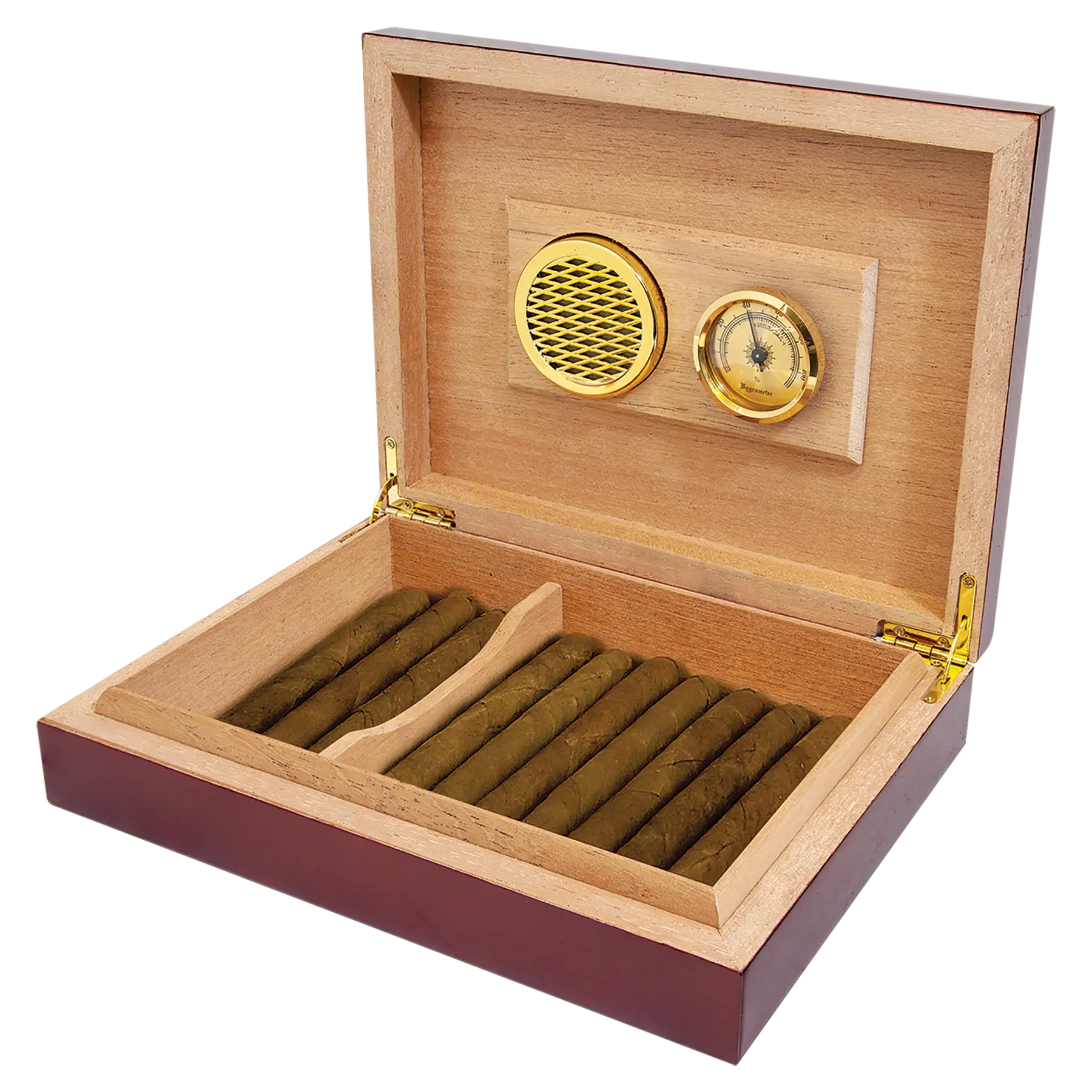 Personalized Rosewood Piano Finish Cigar Humidor with Gold Color Filled Engraving – 9.5" x 7.25" x 2" Sams Engraving and Gifts