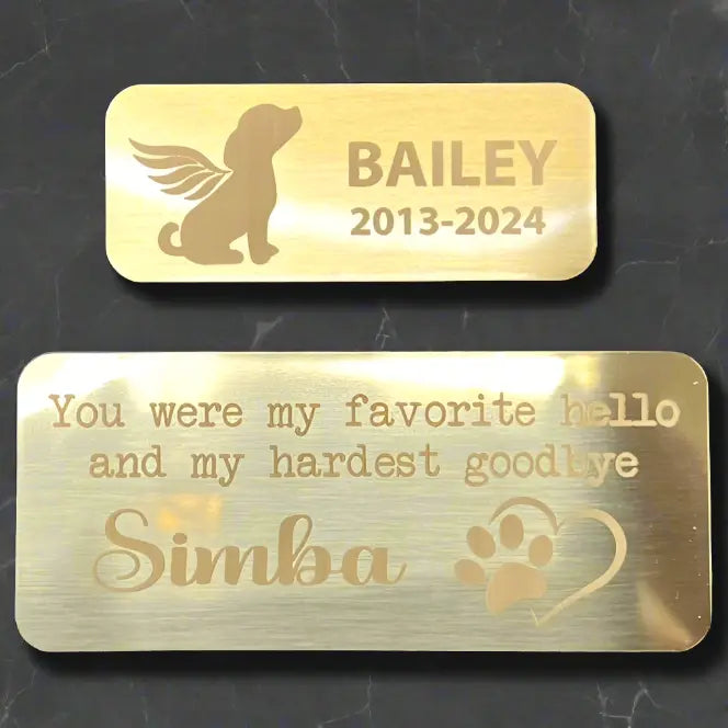 Custom Design-Your-Own Pet Memorial Brass Plate – Personalized Engraving, 2 Sizes Custom Engraving Plates