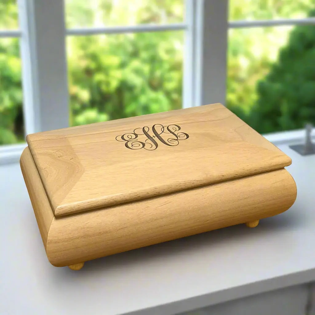 Custom Engraved Red Alder Wood Gift Box – Personalized Jewelry or Keepsake Box, 2 Sizes JDS