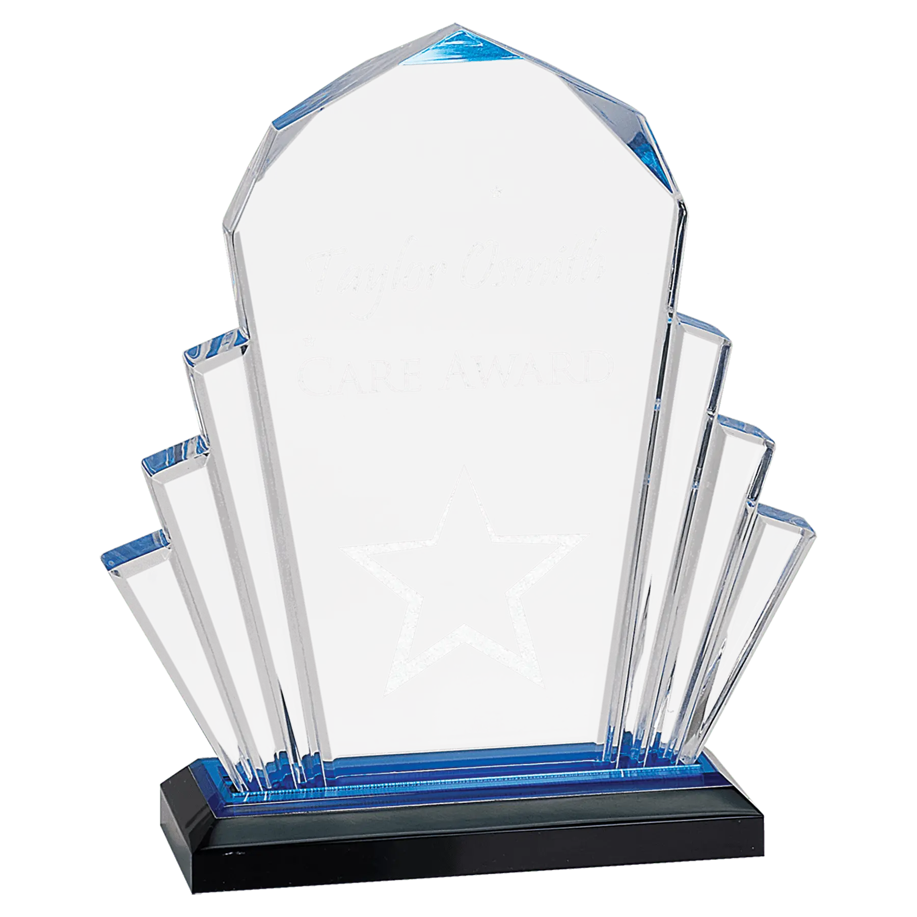 Personalized Faceted Impress Acrylic Tiered Fan Standing Award – 6" x 9" – Available in 3 Colors JDS