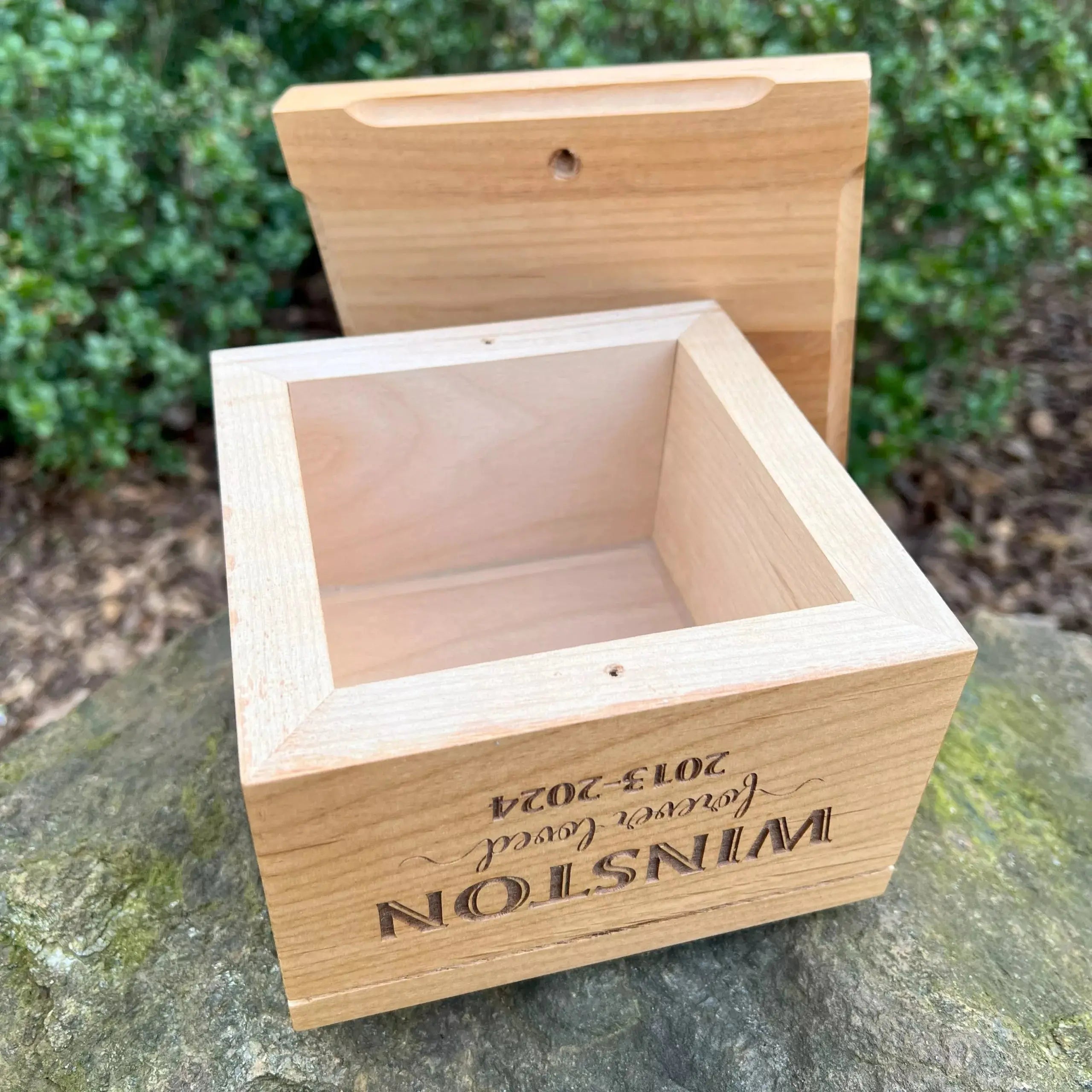 Custom Engraved Memorial Pet Urn, Red Alder Wood,  6.5" x 6.5" JDS