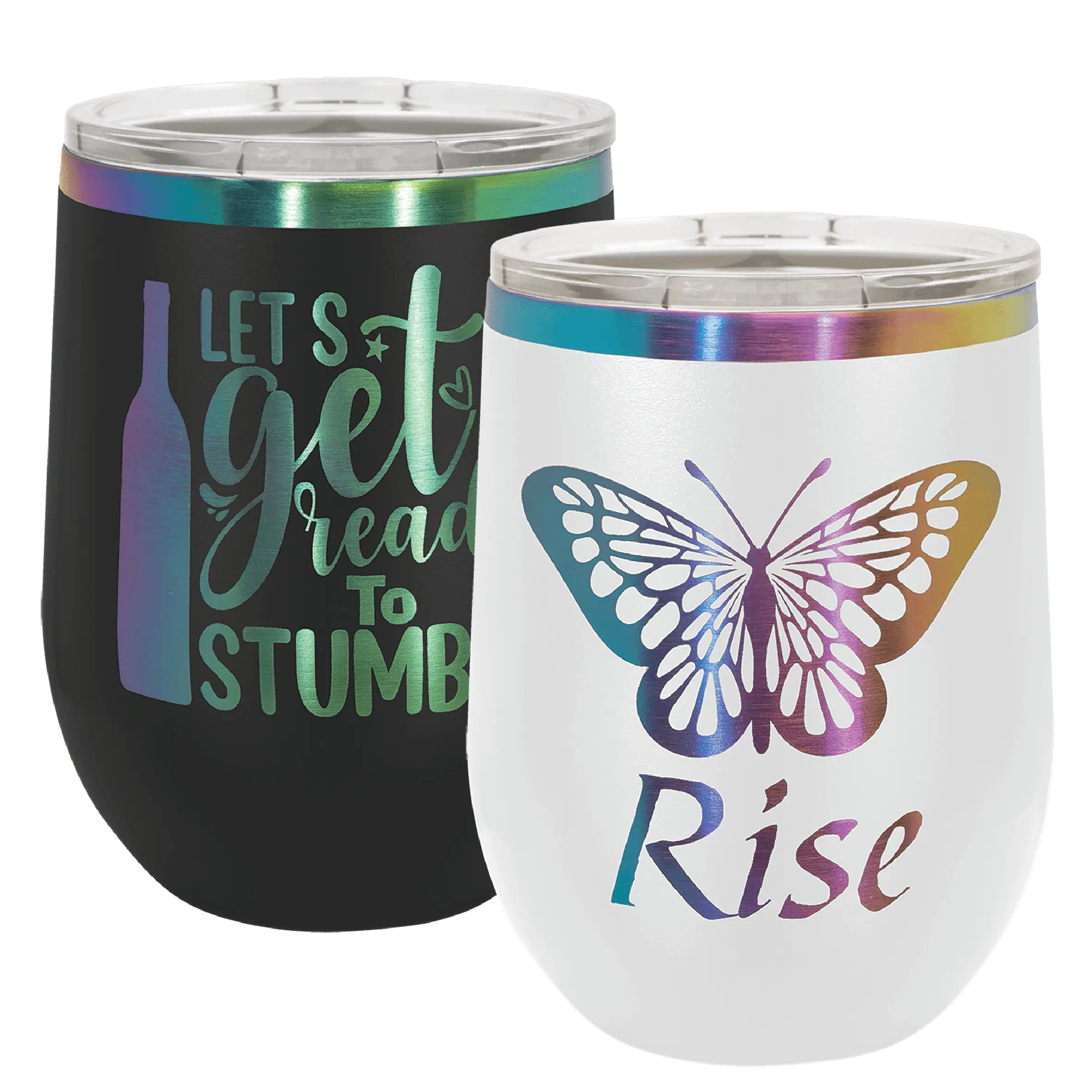 Personalized Polar Camel 12 oz. Ion-Plated Prism Vacuum Insulated Stemless Wine Tumbler with Lid, 2 Colors Available JDS