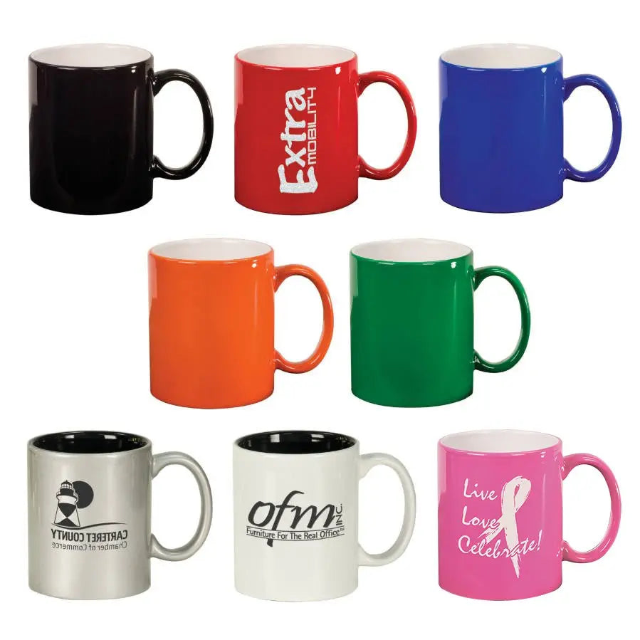 Personalized 11 oz. Ceramic Coffee Mug – Round Style, Available in 8 Colors Sams Engraving and Gifts