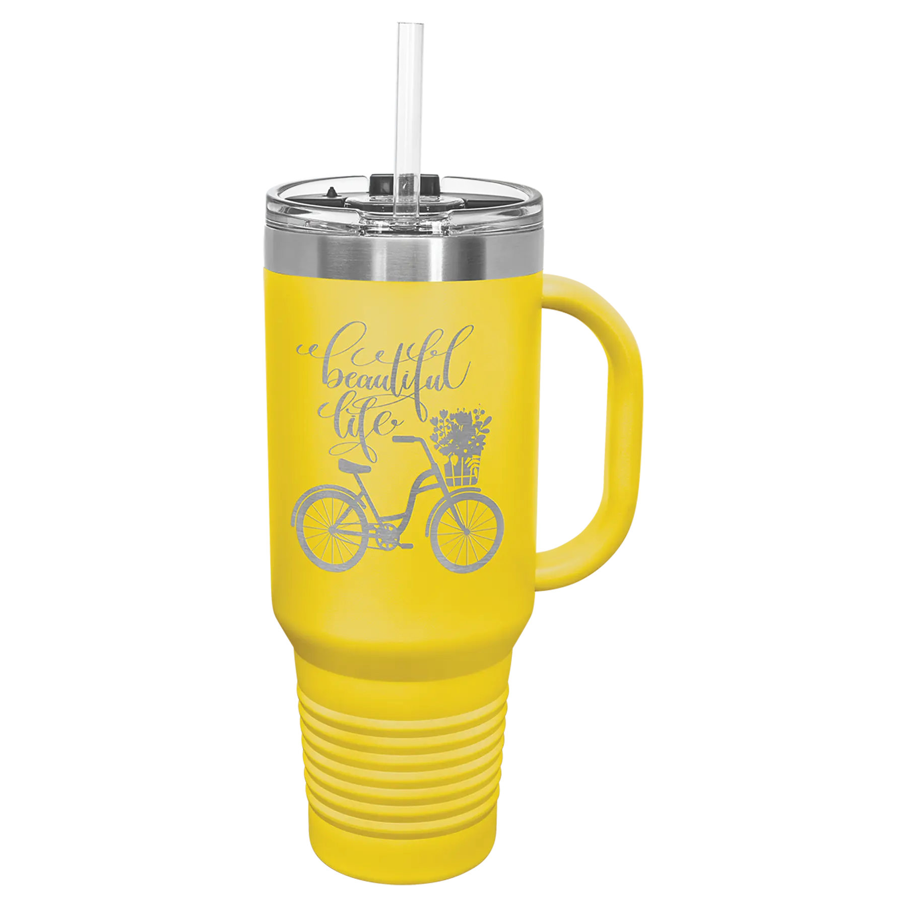 Personalized 40 oz. Polar Camel Travel Mug with Handle & Straw β 16 Color Options JDS