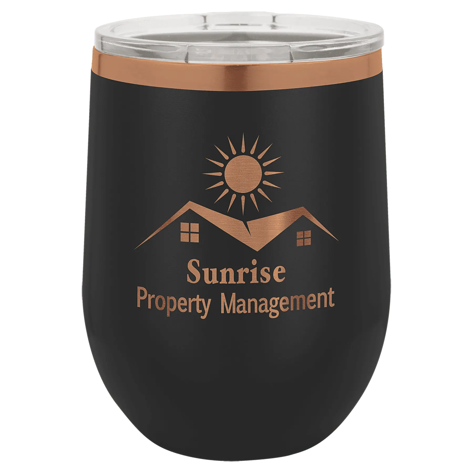 Personalized Polar Camel 12 oz. Ion-Plated Vacuum Insulated Stemless Wine Tumbler with Lid – 4 Color Options JDS