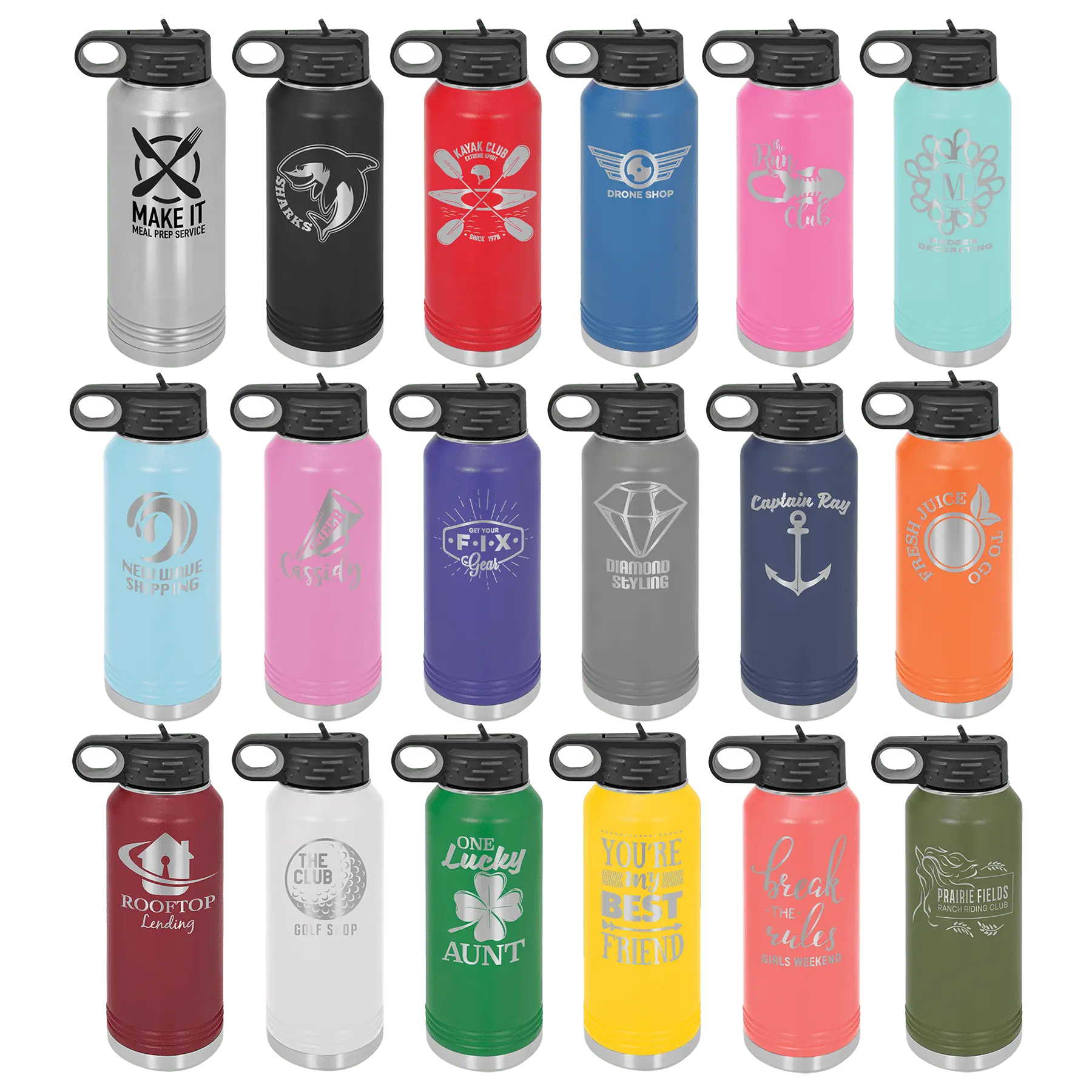 Personalized Polar Camel 32 oz. Water Bottle, Screw-On Lid with Flip Top – 16 Colors JDS