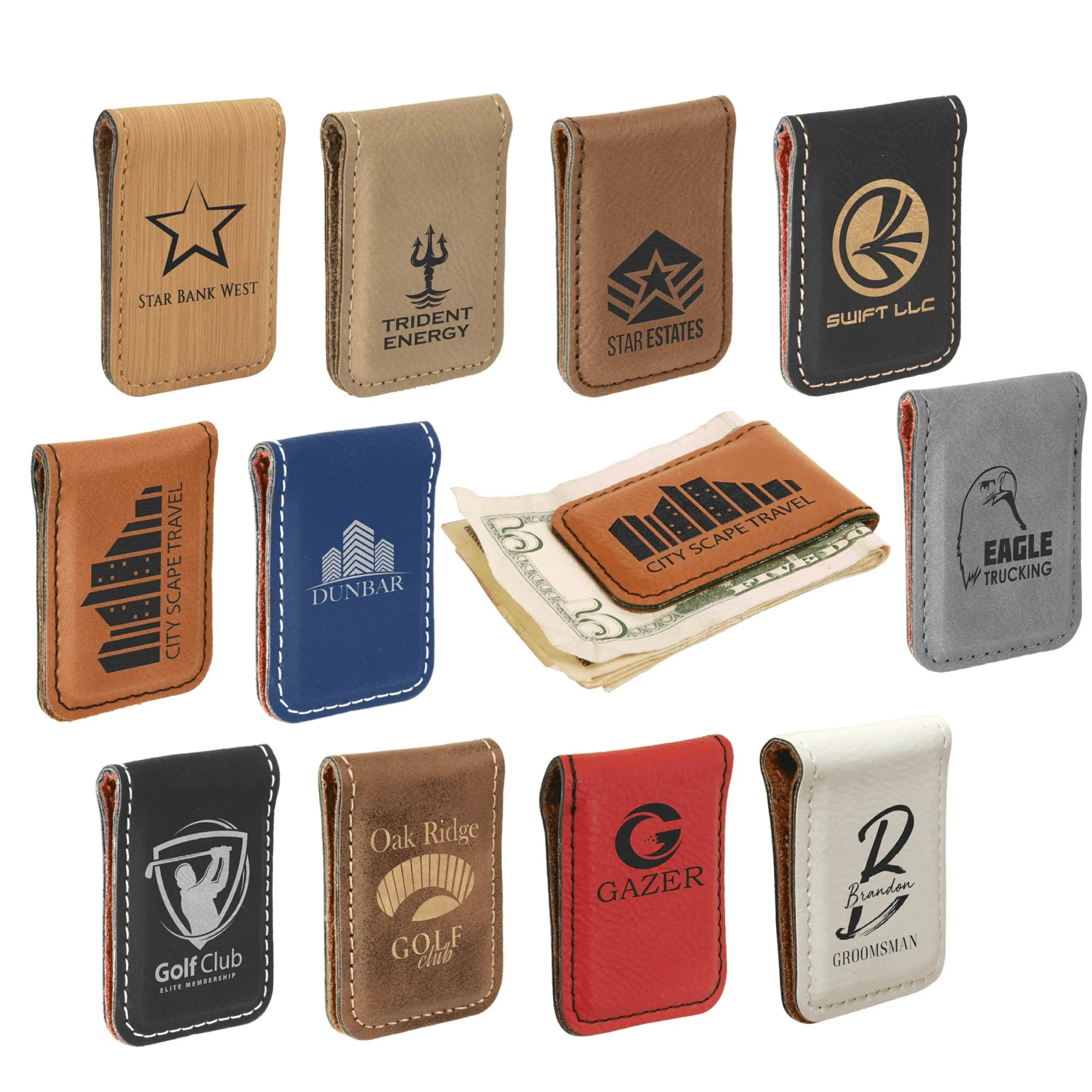 Personalized Money Clip, Leatherette, 1.75" x 2.5", 6 Colors JDS