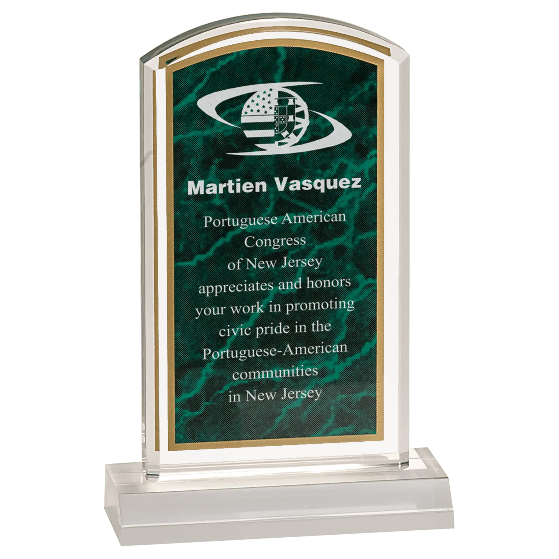 Premier Marbleized Acrylic Dome Standing Award, 5 Colors, 2 Sizes Sams Engraving and Gifts