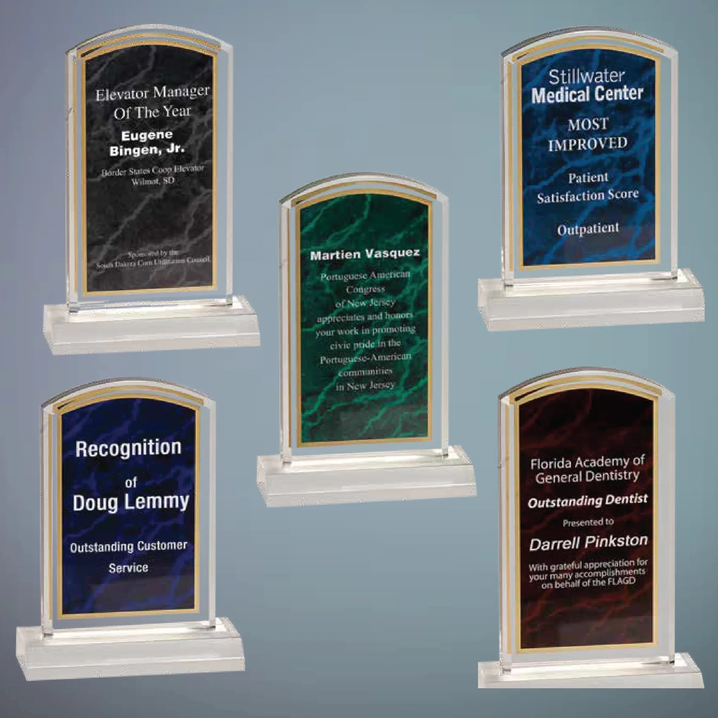 Premier Marbleized Acrylic Dome Standing Award, 5 Colors, 2 Sizes Sams Engraving and Gifts