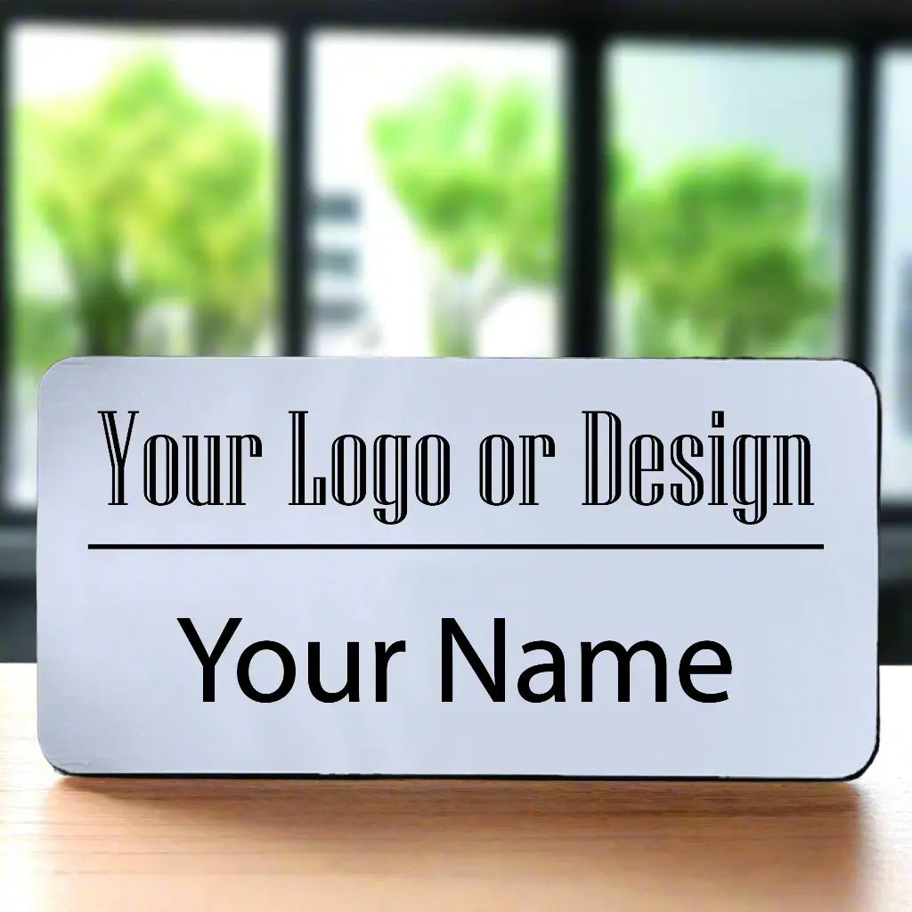 Custom Engraved Plastic Name Badge – Personalized Text & Logo with Magnetic Back, Custom Colors, Shapes & Sizes Available JDS