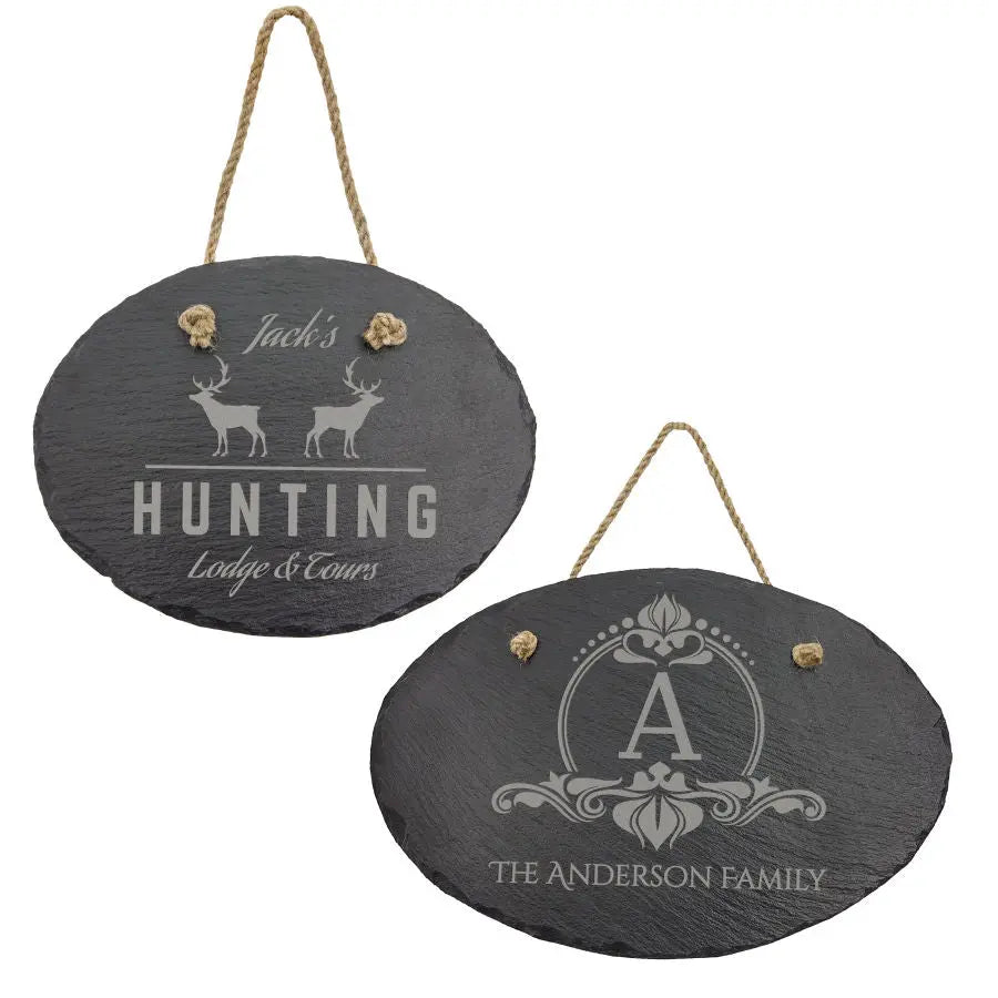 Personalized Oval Slate Decor Sign with Hanger String, 2 Sizes JDS