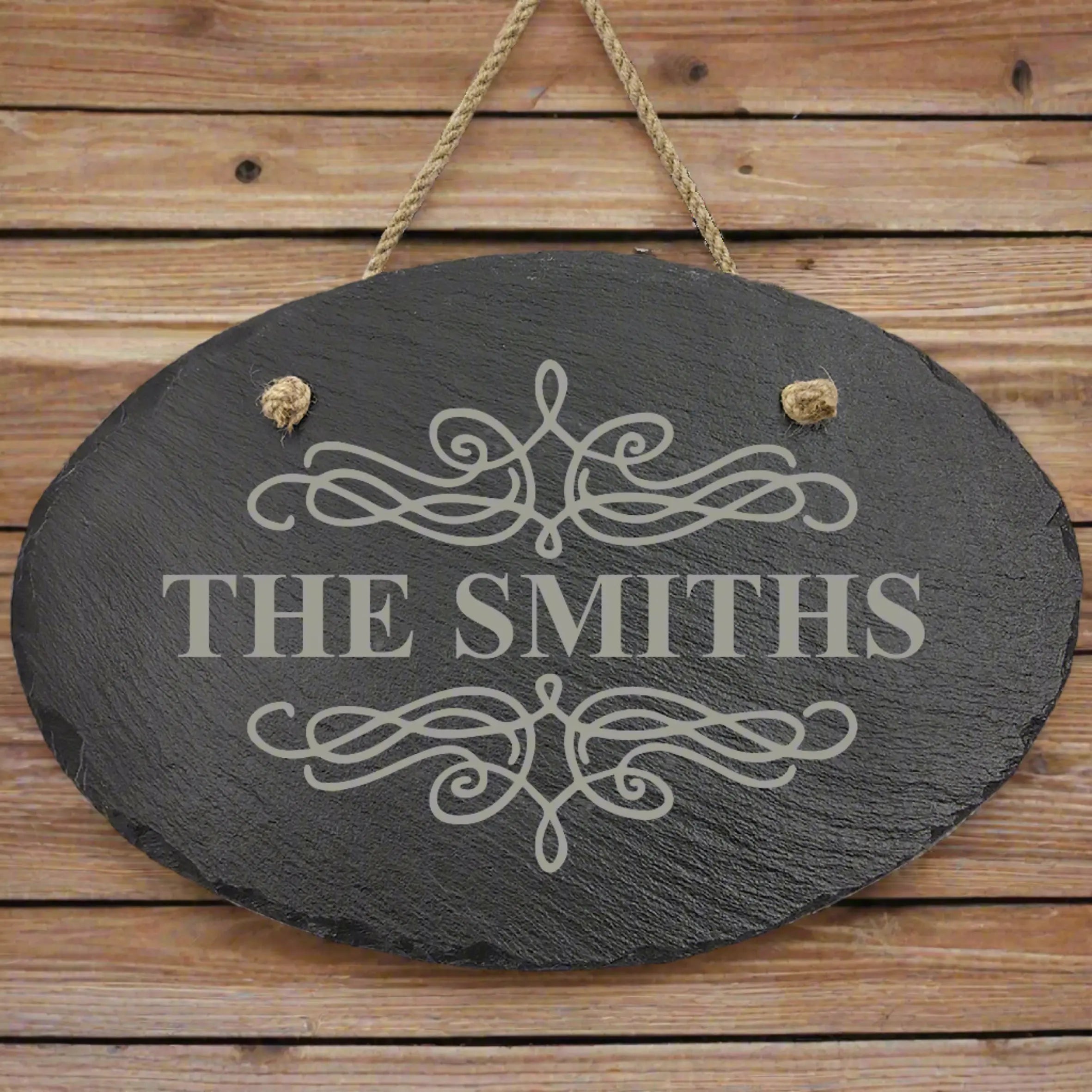 Personalized Oval Slate Decor Sign with Hanger String, 2 Sizes JDS