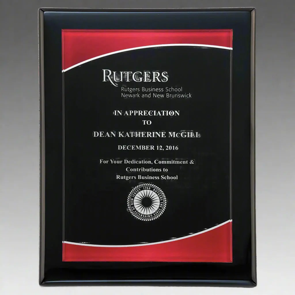 Premium Black Piano Finish Acrylic Plaque with Red Border – Available in 3 Sizes Sams Engraving and Gifts