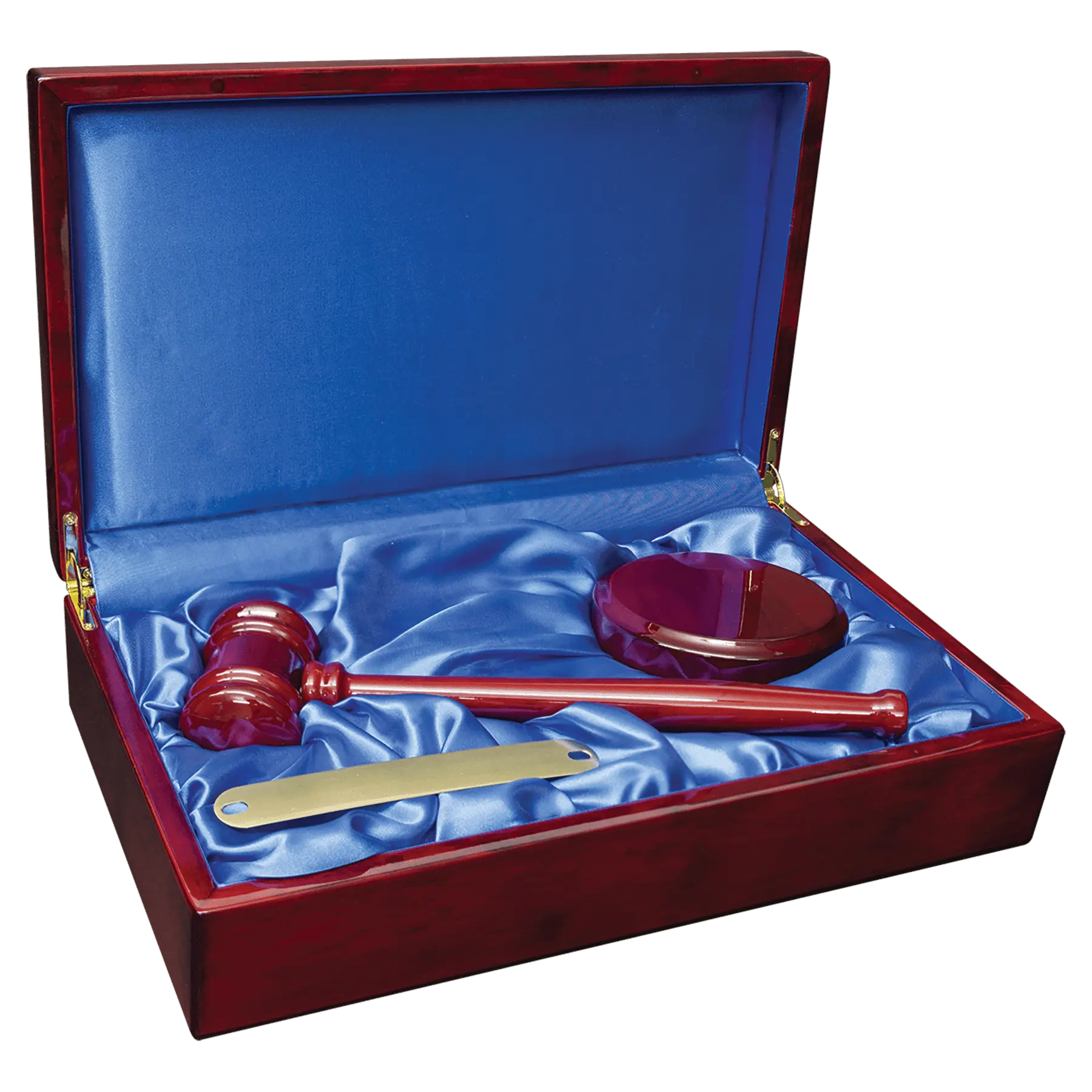 Custom Engraved Rosewood Piano Finish Judge’s Gavel Set in Elegant Satin-Lined Case – 13" x 7.75" JDS