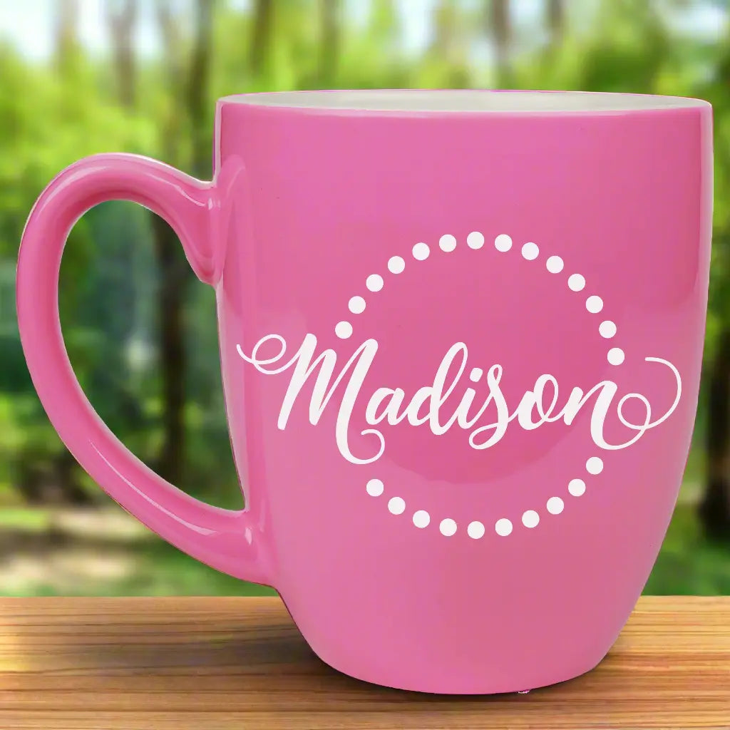 Personalized 16 oz. Bistro Coffee Mug, Ceramic, 6 Colors JDS