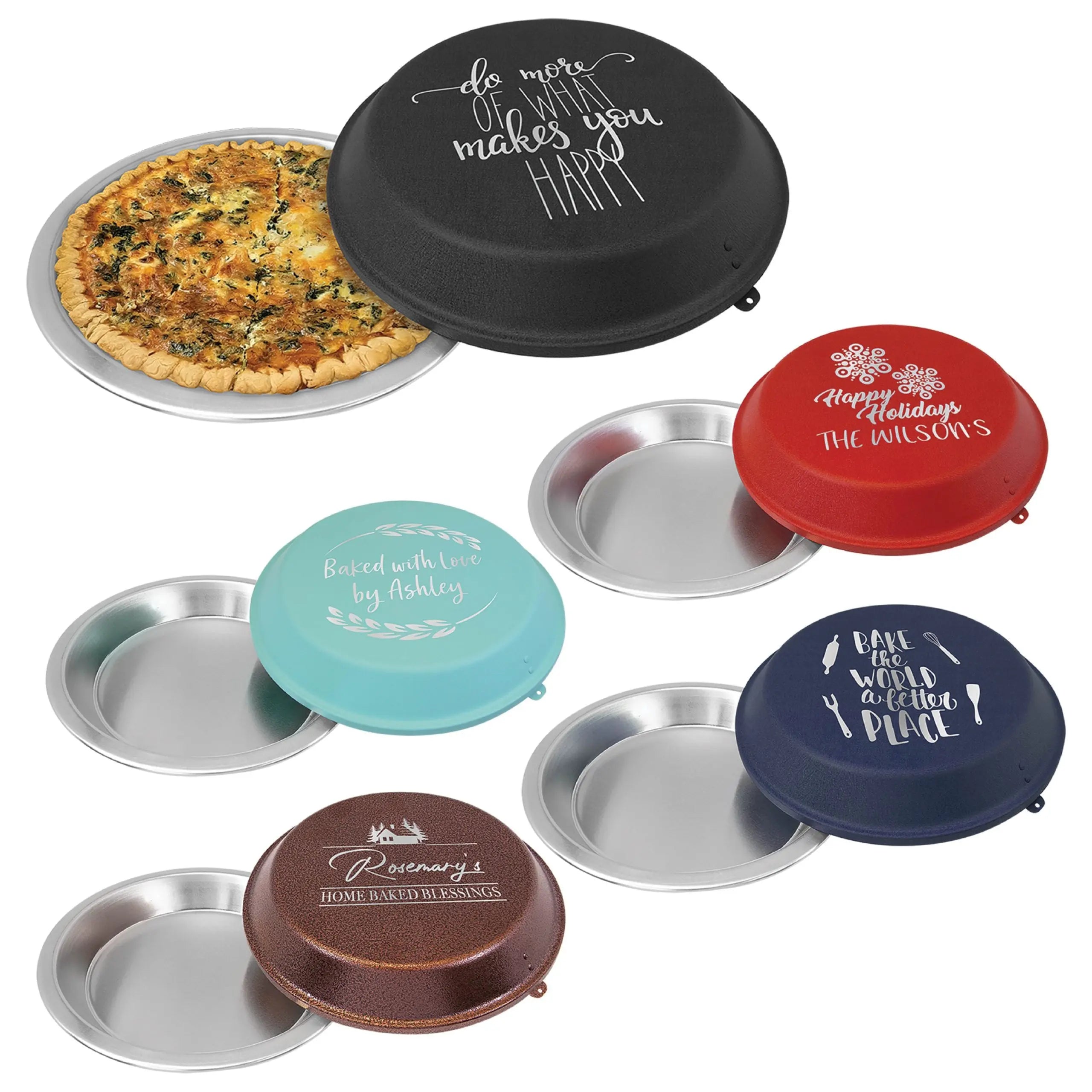 Personalized 9" Round Aluminum Pie Pan with Engraved Powder-Coated Lid – 5 Color Options JDS