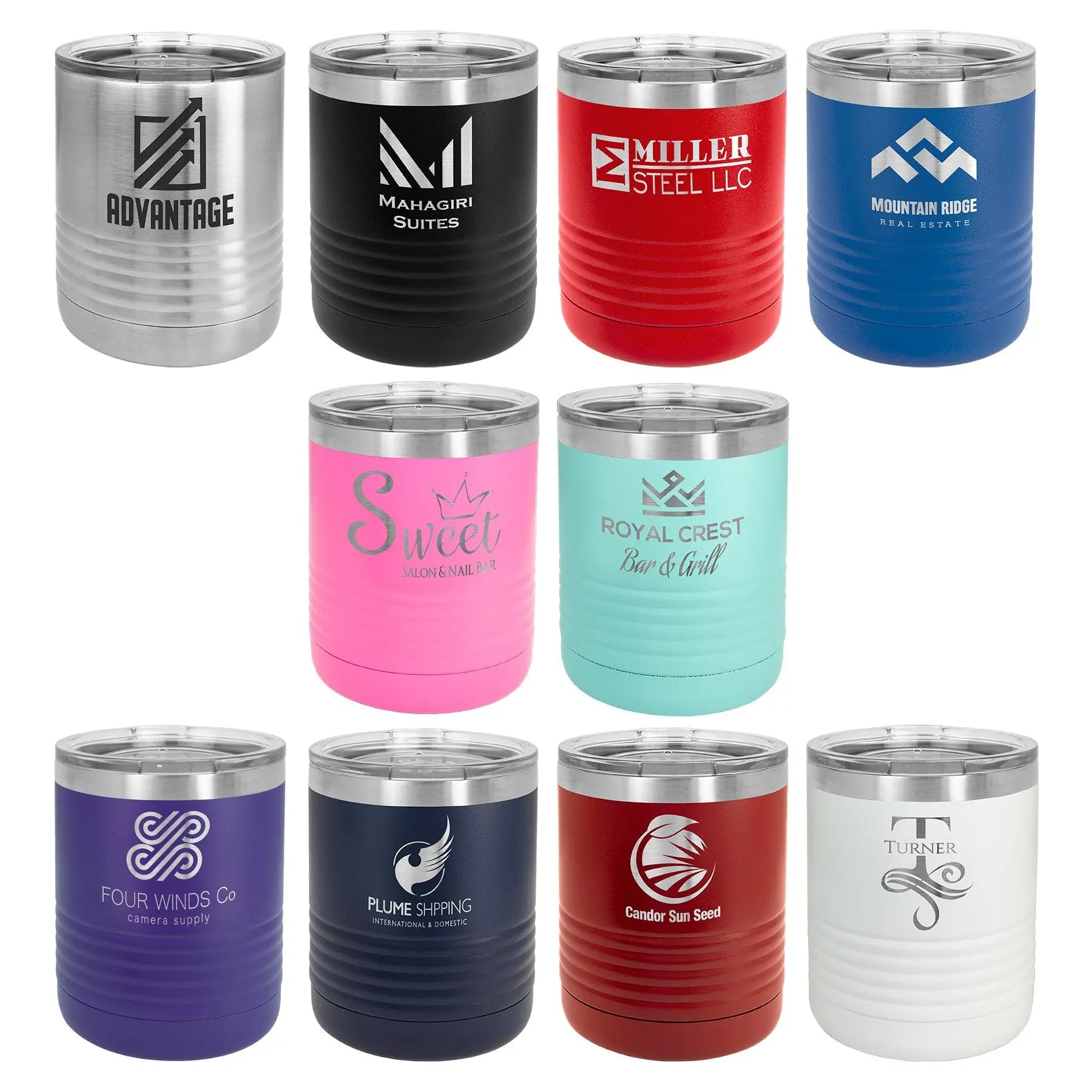 Personalized 10 oz. Polar Camel Insulated Ringneck Lowball Tumbler with Clear Lid – 9 Color Options JDS