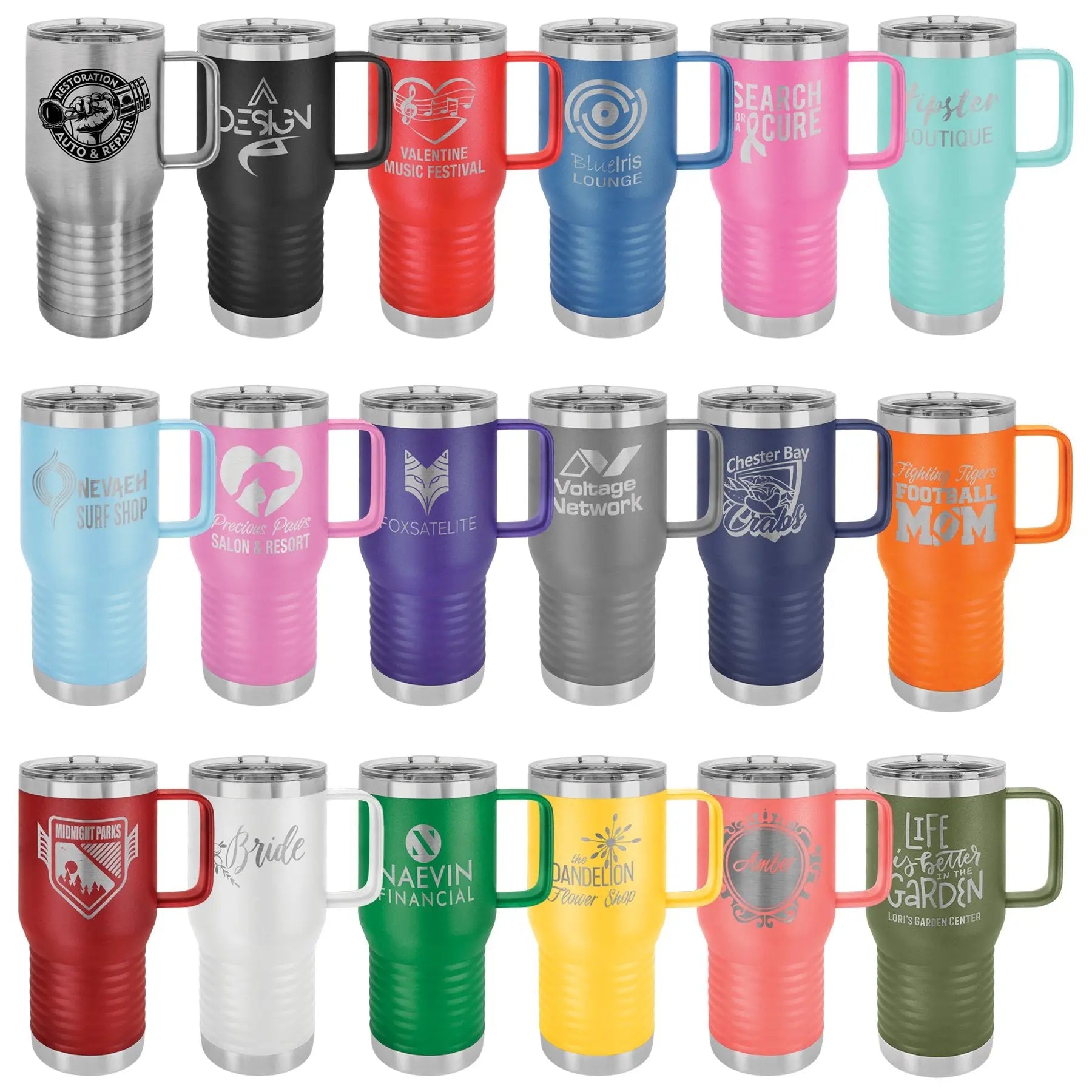 Personalized Polar Camel 20 oz. Vacuum Insulated Travel Mug with Handle & Slider Lid – 16 Colors JDS