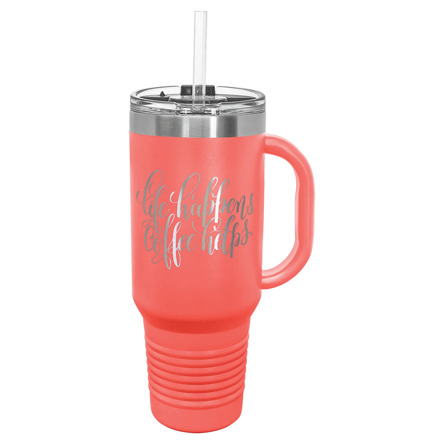 Personalized 40 oz. Polar Camel Travel Mug with Handle & Straw β 16 Color Options JDS