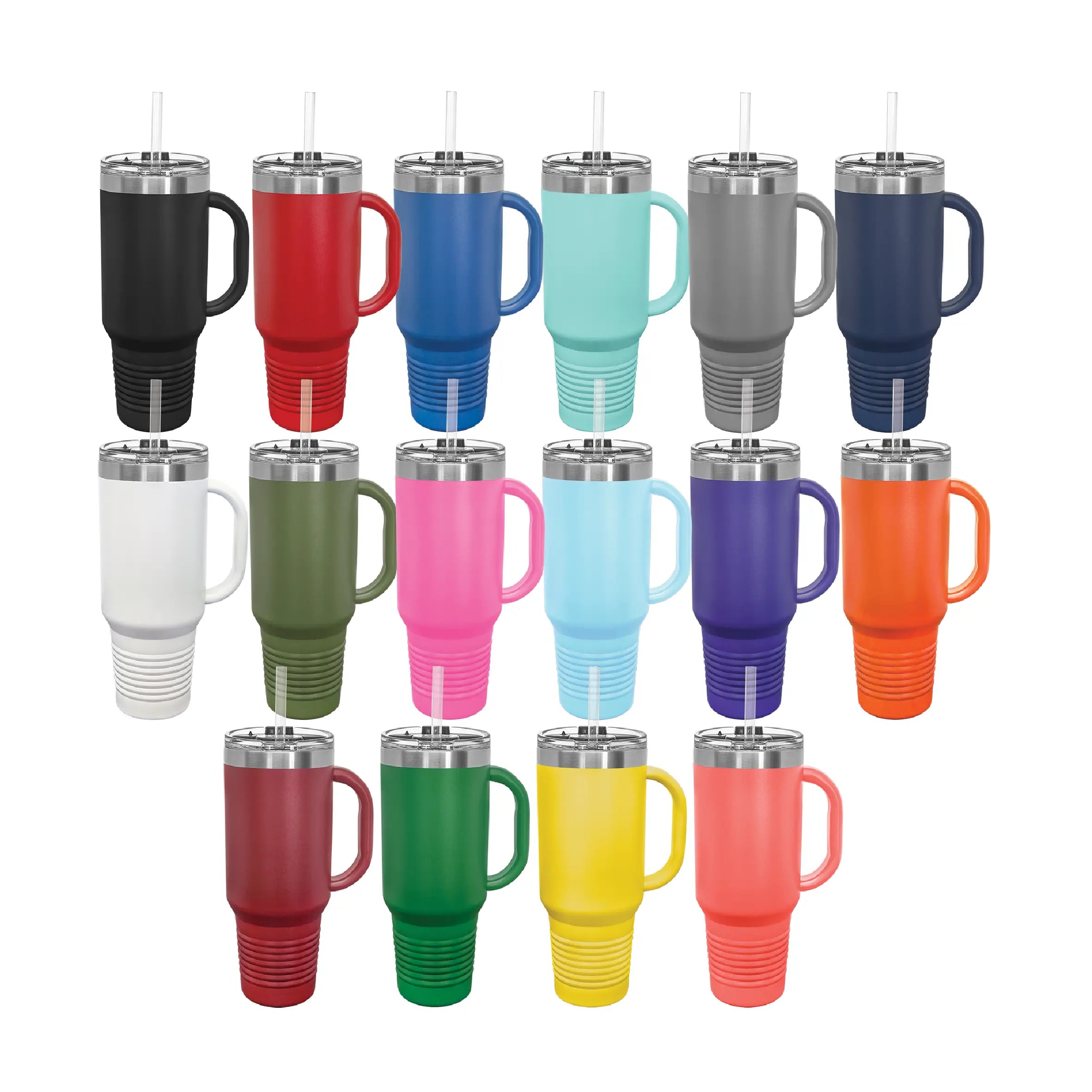 Personalized 40 oz. Polar Camel Travel Mug with Handle & Straw – 16 Color Options JDS