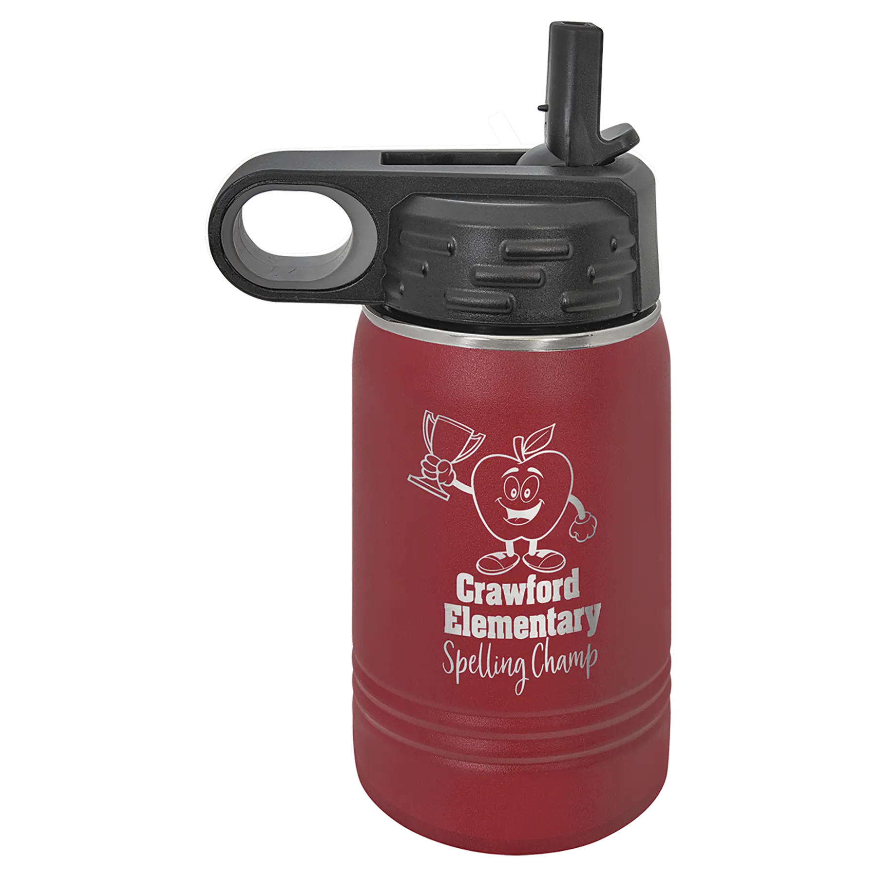 Personalized Polar Camel 12 oz. Water Bottle with Screw-On Lid & Flip Top – 15 Color Options JDS