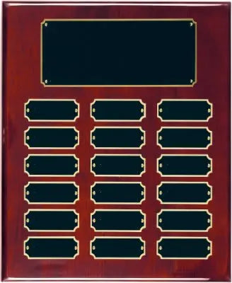 Rosewood Piano Finish Completed Perpetual Plaque Award with 18 Name Plates, 10.5" x 13" JDS