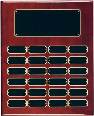 Rosewood Piano Finish Completed Perpetual Plaque Award with 24 Name Plates, 12" x 15" JDS