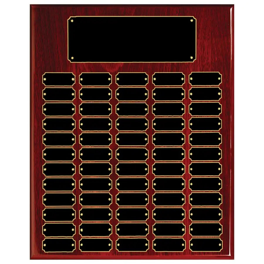 Rosewood Piano Finish Completed Perpetual Plaque Award with 60 Name Plates, 16" x 20" JDS