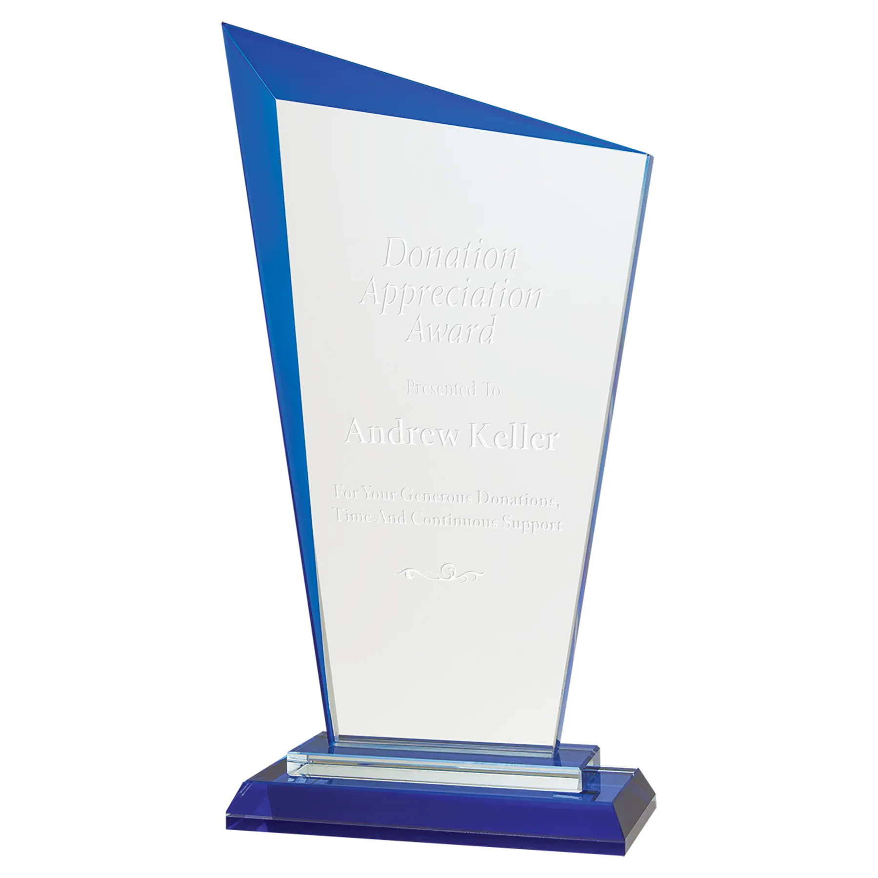 Razor Glass Beveled Edge Standing Award with Presentation Box, 2 Sizes & Colors JDS