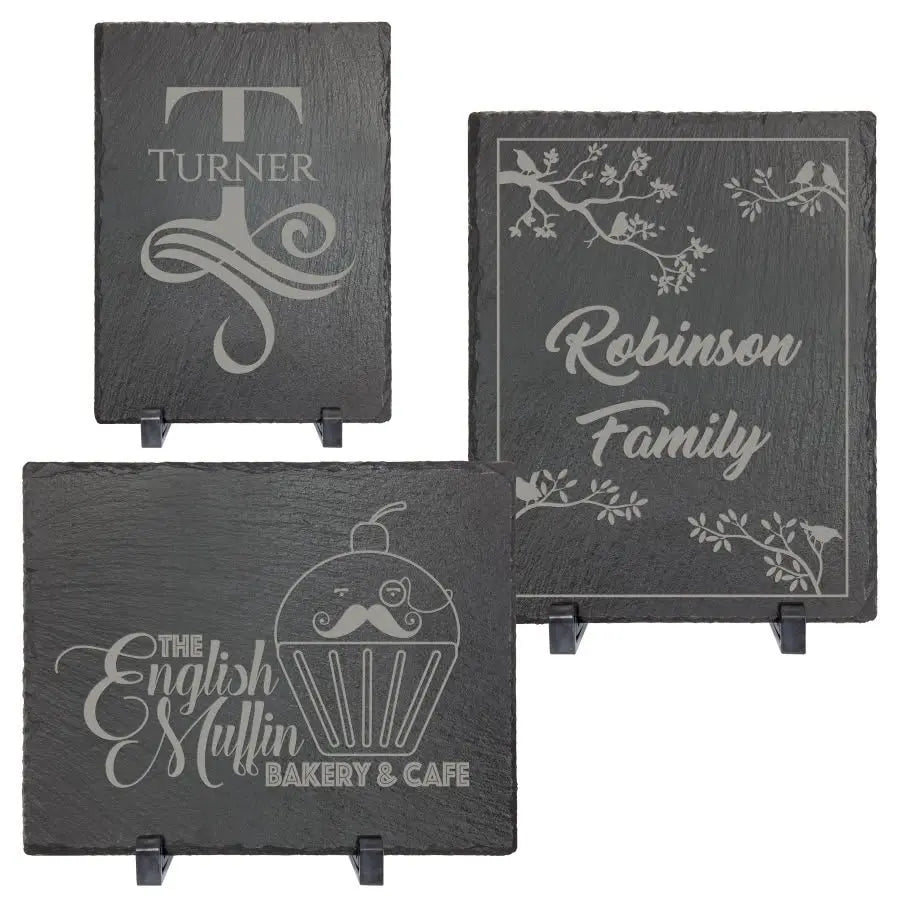 Personalized Rectangle Chipped Edge Slate Decor Sign Plaque, 3 Sizes JDS
