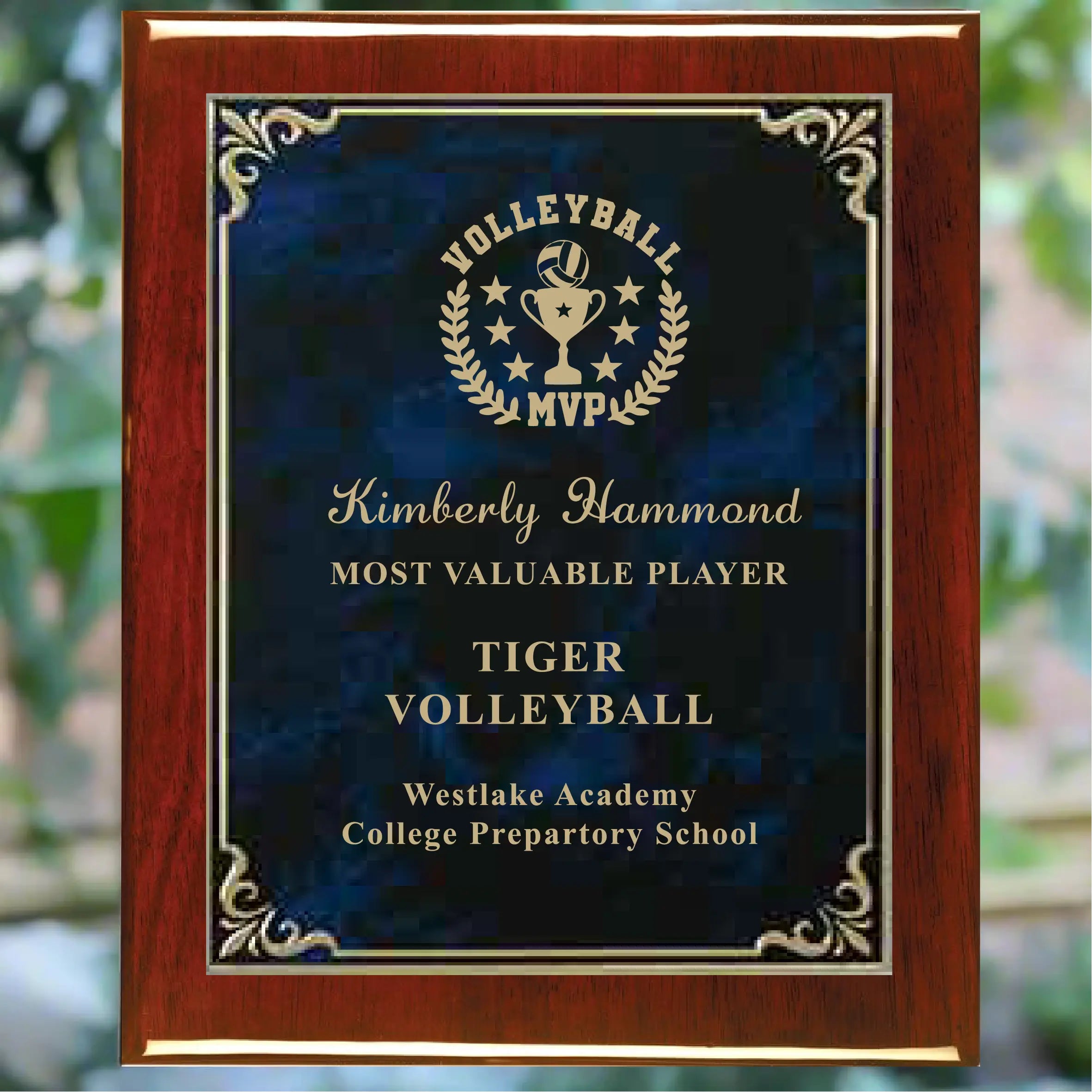 Custom 8"x10" Rosewood Plaque – 5 Plate Color Options Sams Engraving and Gifts