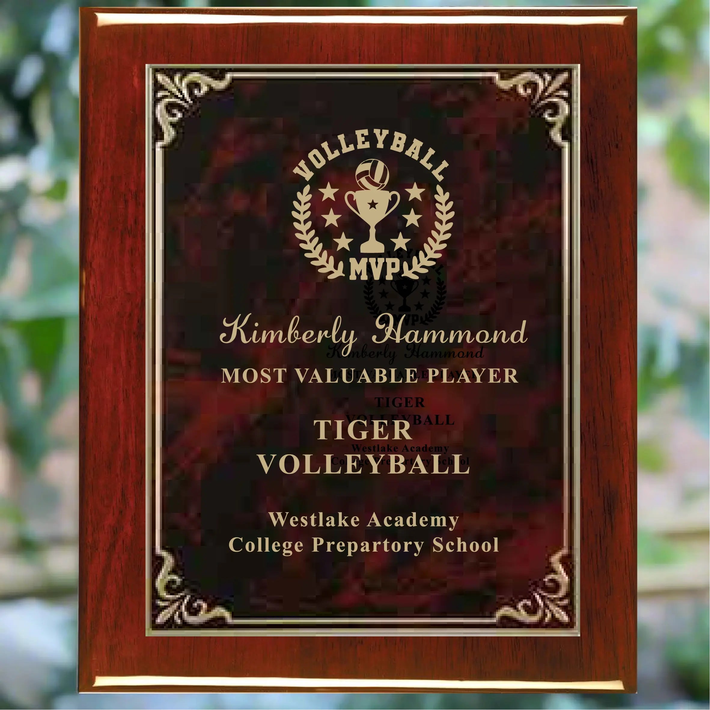 Custom 8"x10" Rosewood Plaque – 5 Plate Color Options Sams Engraving and Gifts