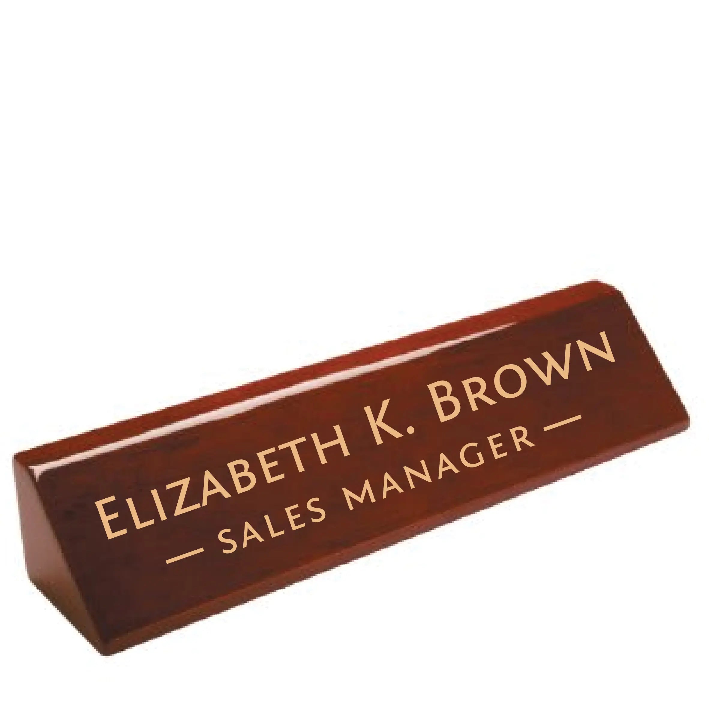 Custom Engraved Name Desk Wedge, Rosewood Piano Finish, 10 1/2" JDS