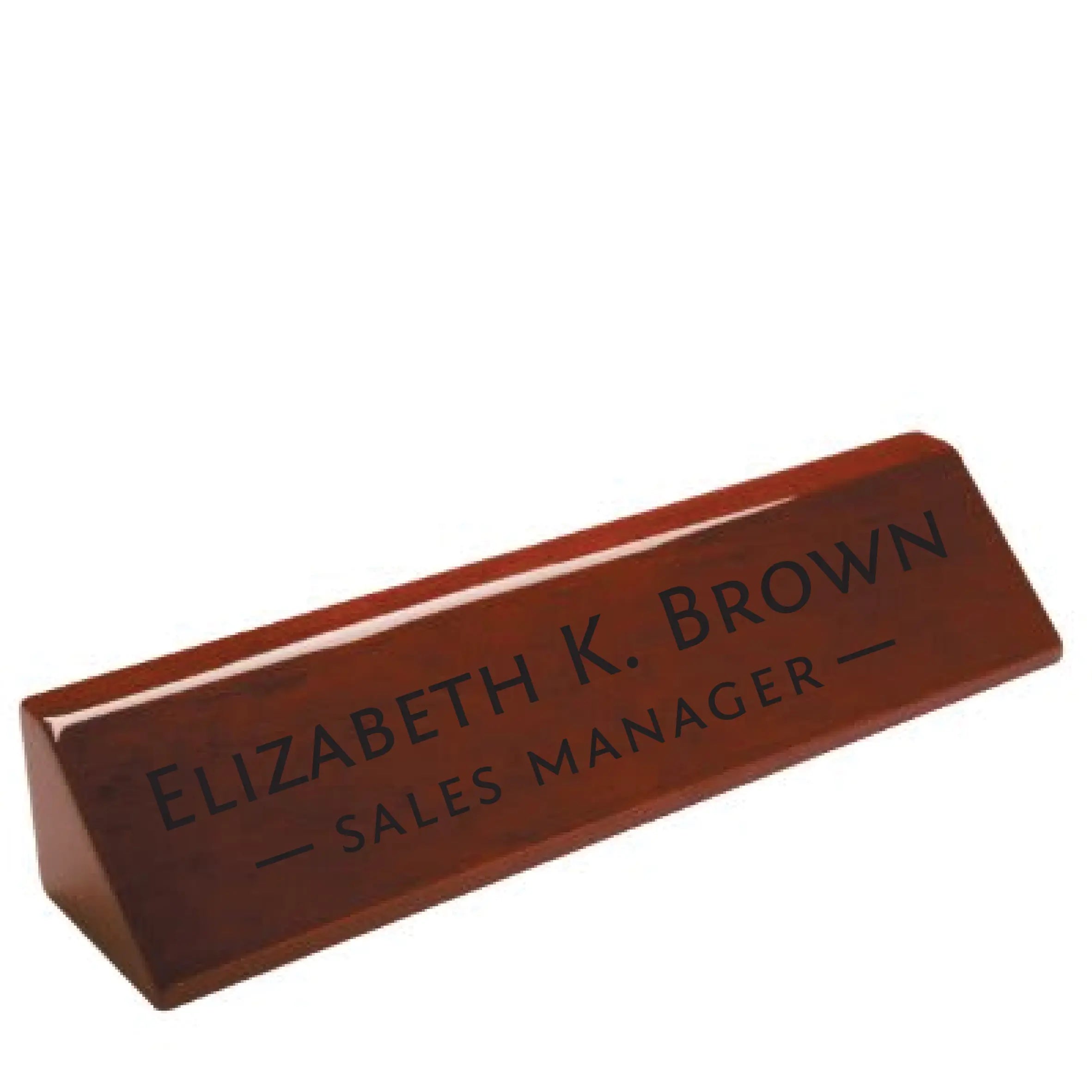Custom Engraved Name Desk Wedge, Rosewood Piano Finish, 10 1/2" JDS
