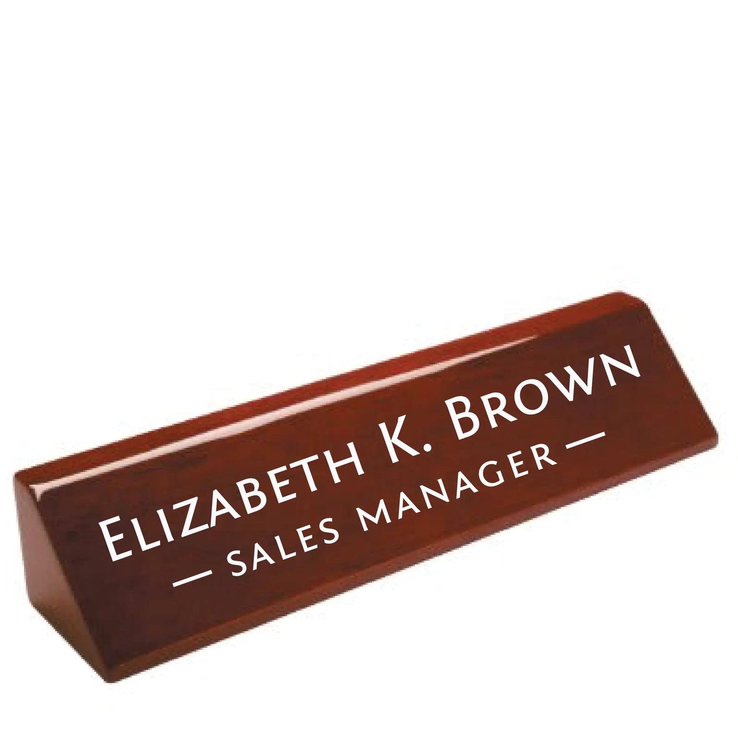 Custom Engraved Name Desk Wedge, Rosewood Piano Finish, 10 1/2" JDS