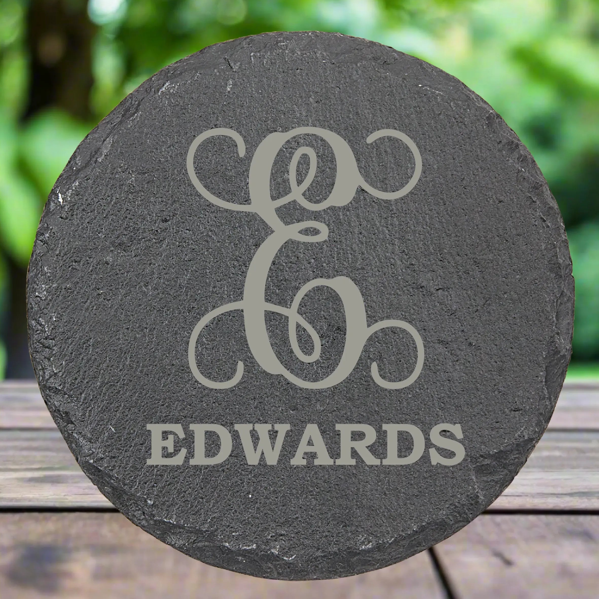 Custom Engraved Slate Coasters – Personalized 4" Round Stone Set (4-Pack) JDS
