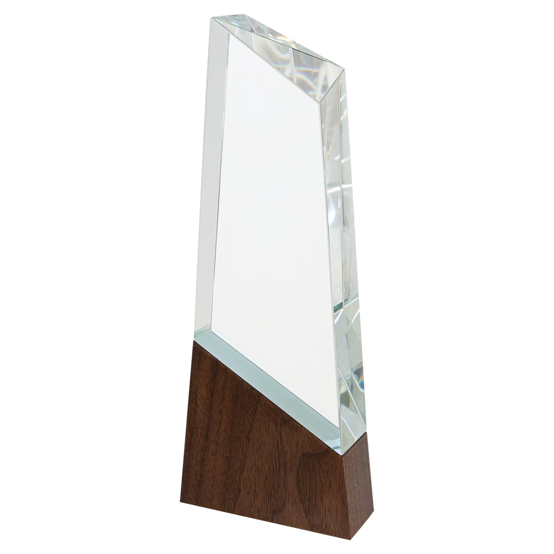 Sierra Glass Award with Walnut Base, 4 Styles, 2 Sizes, with Presentation Box JDS