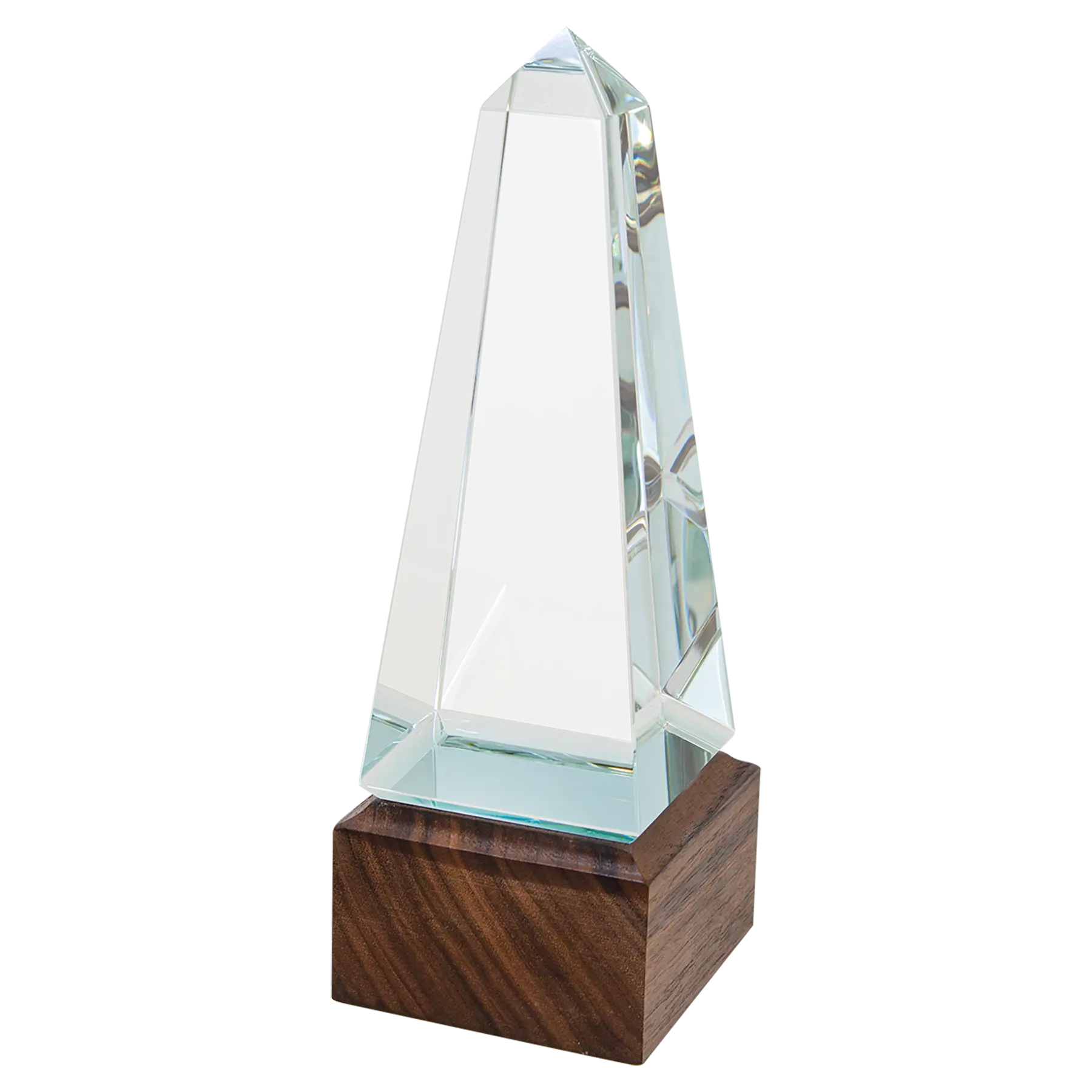 Sierra Glass Award with Walnut Base, 4 Styles, 2 Sizes, with Presentation Box JDS