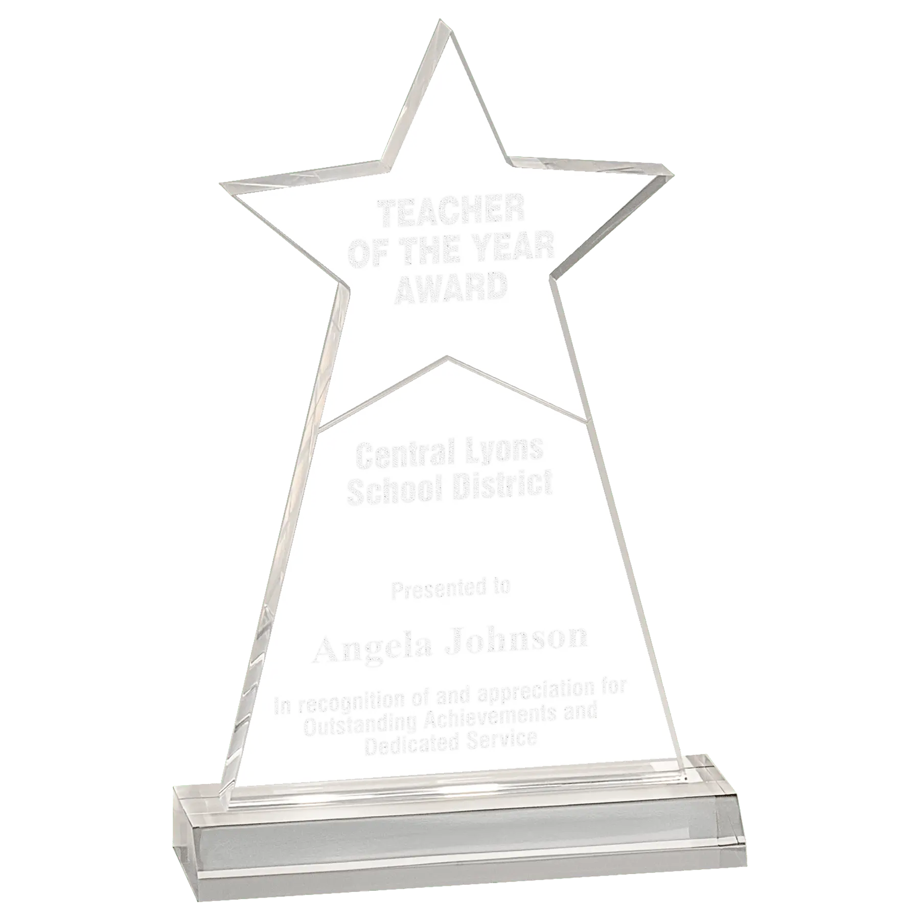 8" Premier Star Obelisk Clear Acrylic Award Trophy – Freestanding Design JDS