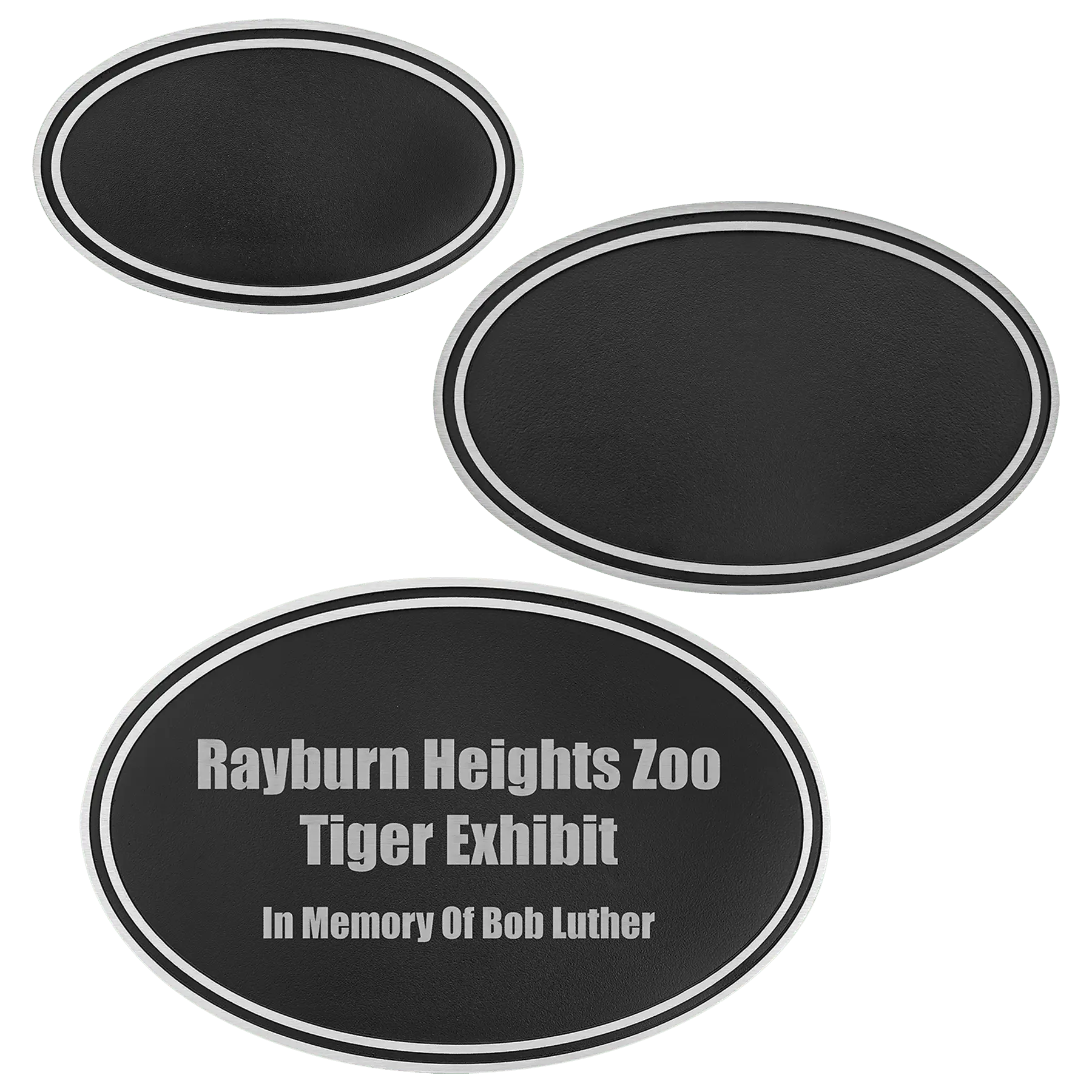 Custom Engraved Silver & Black Oval Cast Aluminum Sign with 24" Aluminum Rod JDS