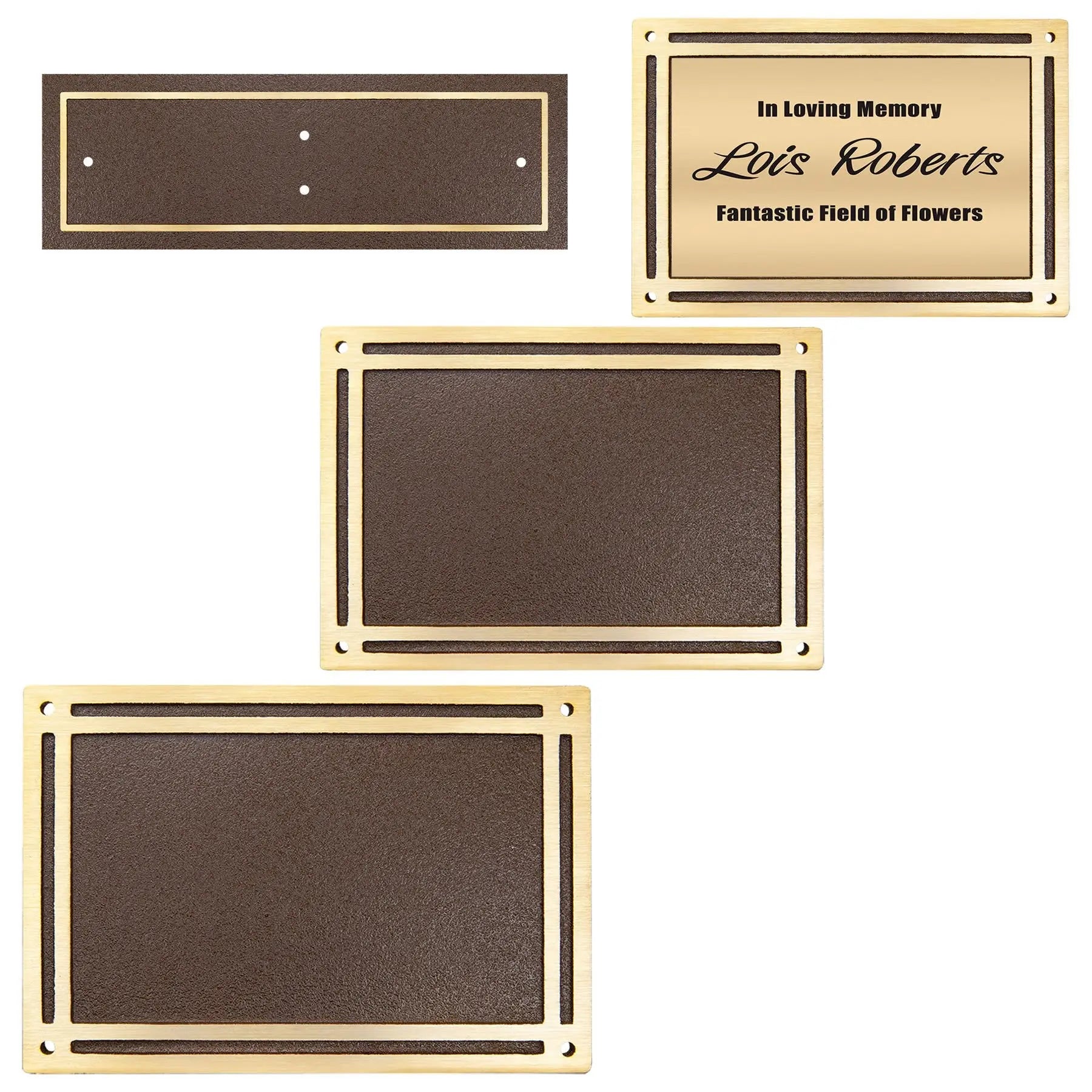Custom Engraved Bronze and Brown Rectangle Cast Aluminum Sign with Pre-Drilled Mounting Holes JDS