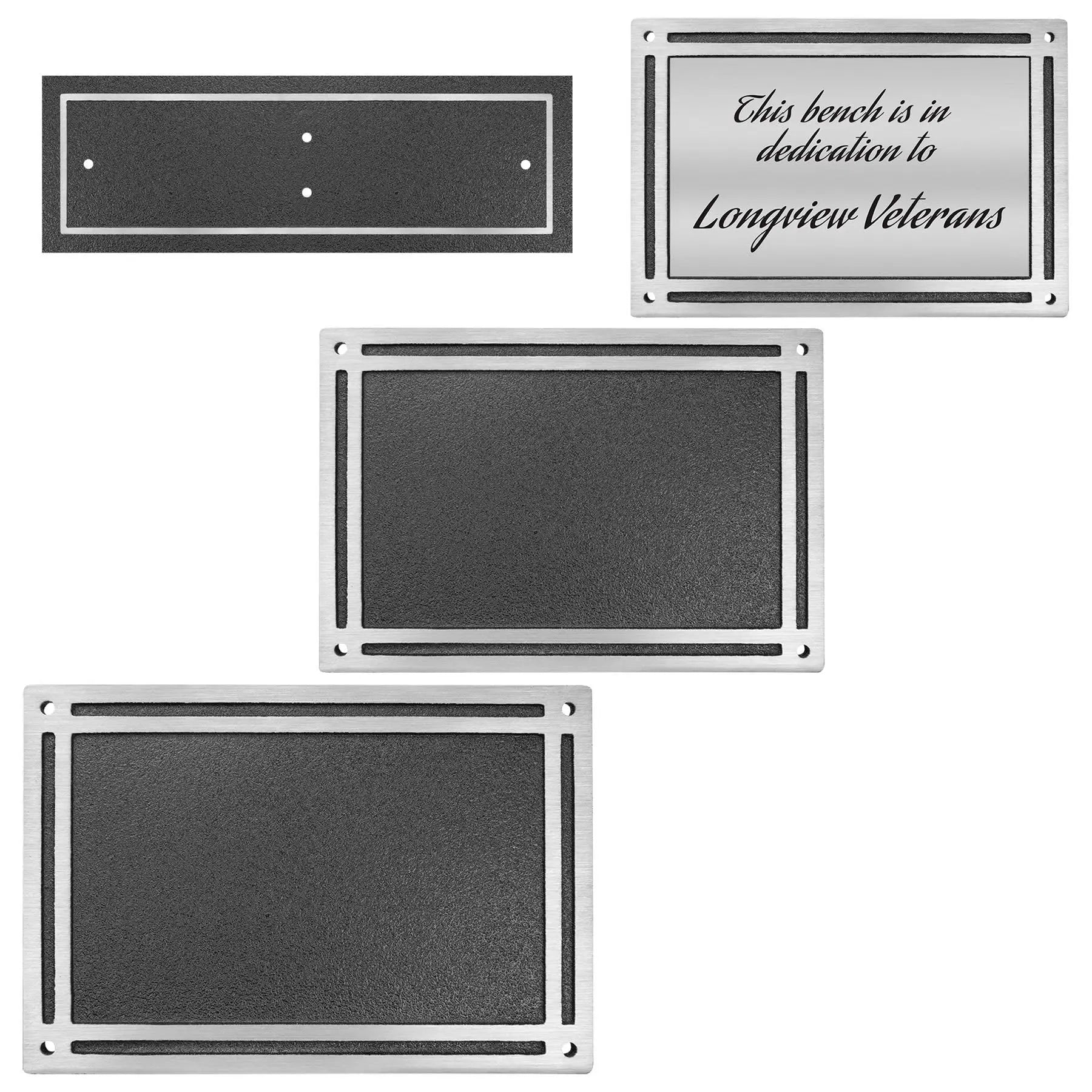 Custom Engraved Silver/Black Rectangle Cast Aluminum Sign with Mount Screws JDS