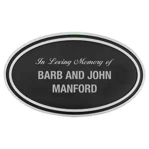 Custom Engraved Silver & Black Oval Cast Aluminum Sign with 24" Aluminum Rod JDS
