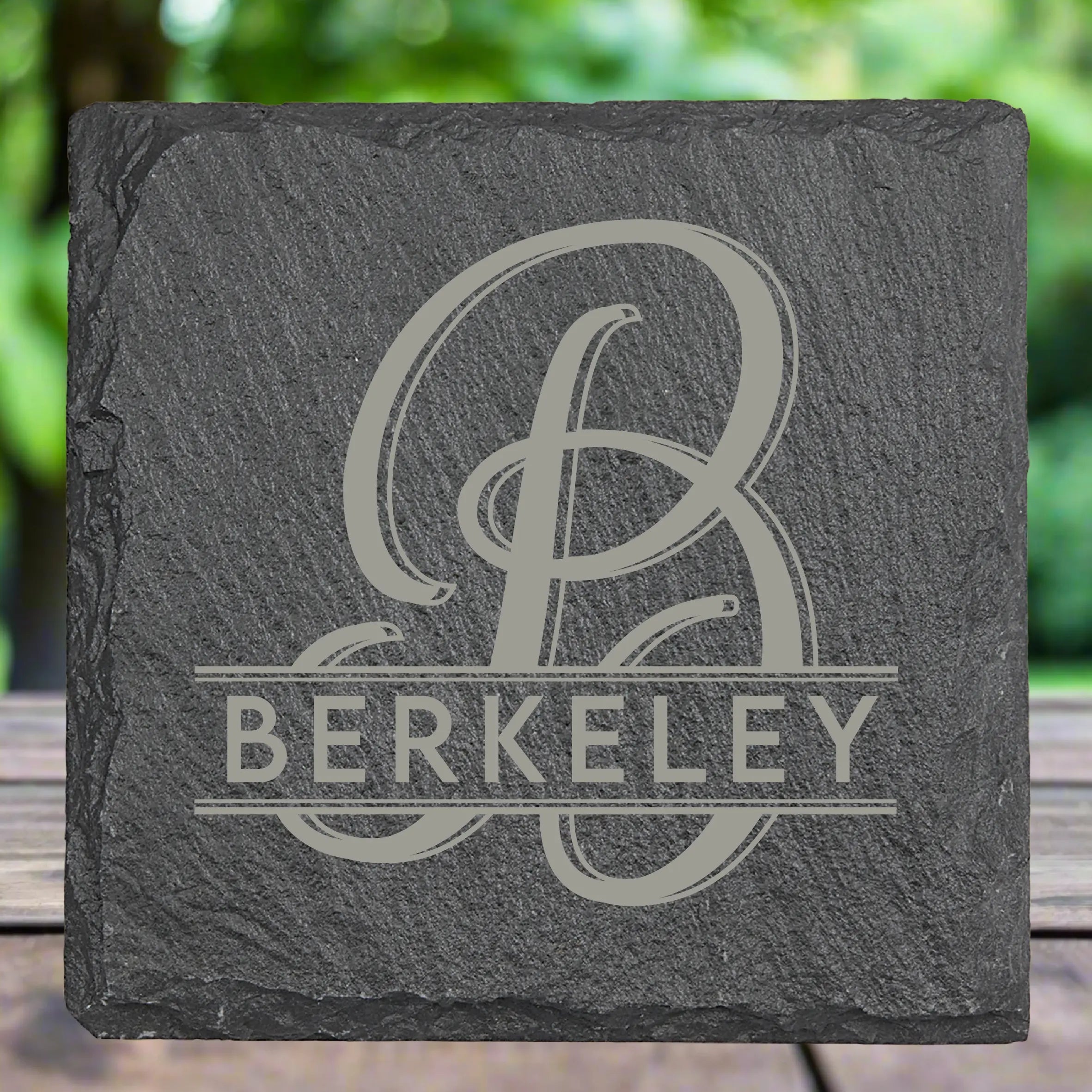 Custom Engraved Slate Coasters – Personalized 4" Square Stone Set (4-Pack) JDS