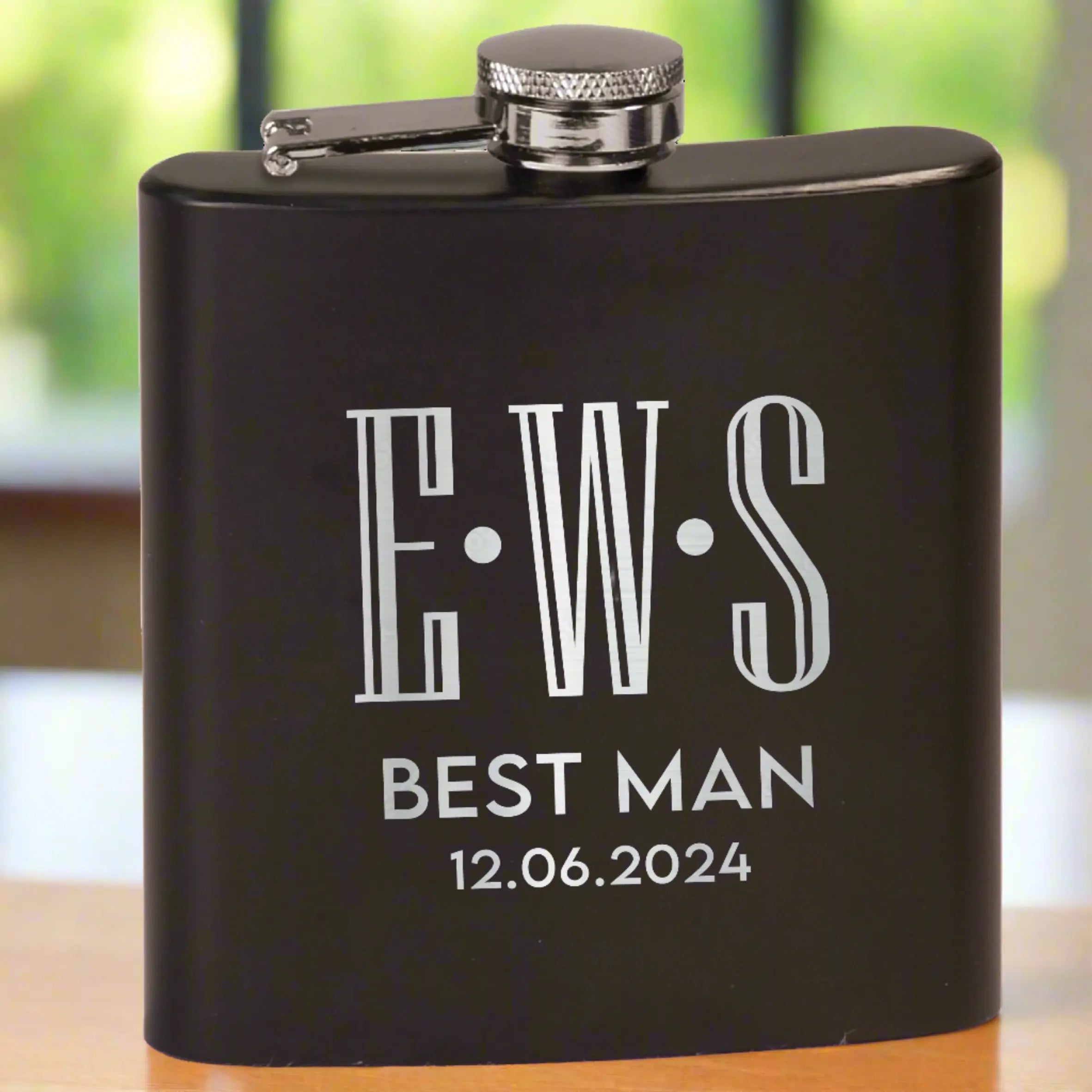 Personalized 6 oz. Powder Coated Stainless Steel Flask, 4 Colors JDS