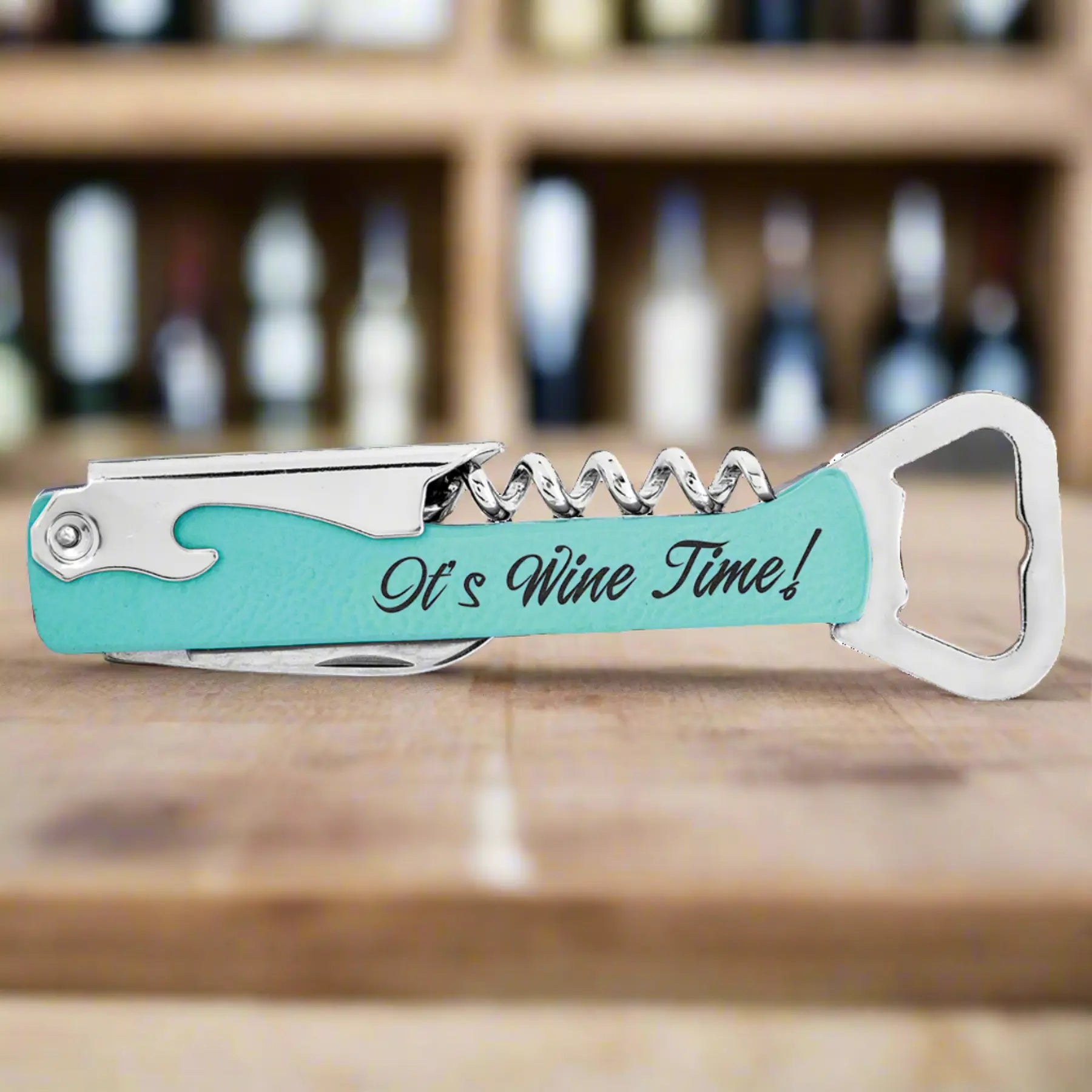Personalized Wine Bottle Opener/Corkscrew, Leatherette, 15 Colors JDS