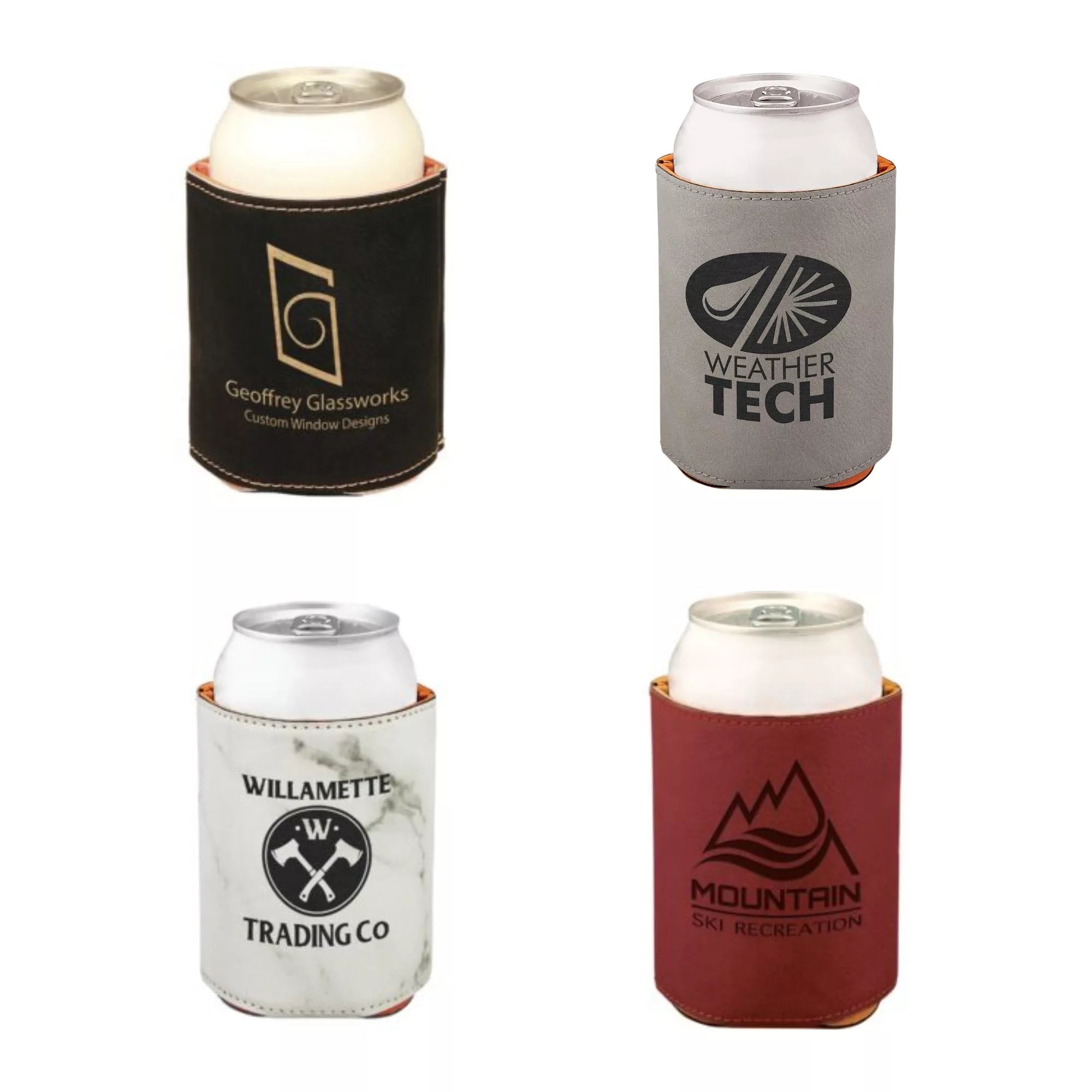Personalized Leatherette Beverage Holder Koozie – Insulated Sleeve, 4 Color Options